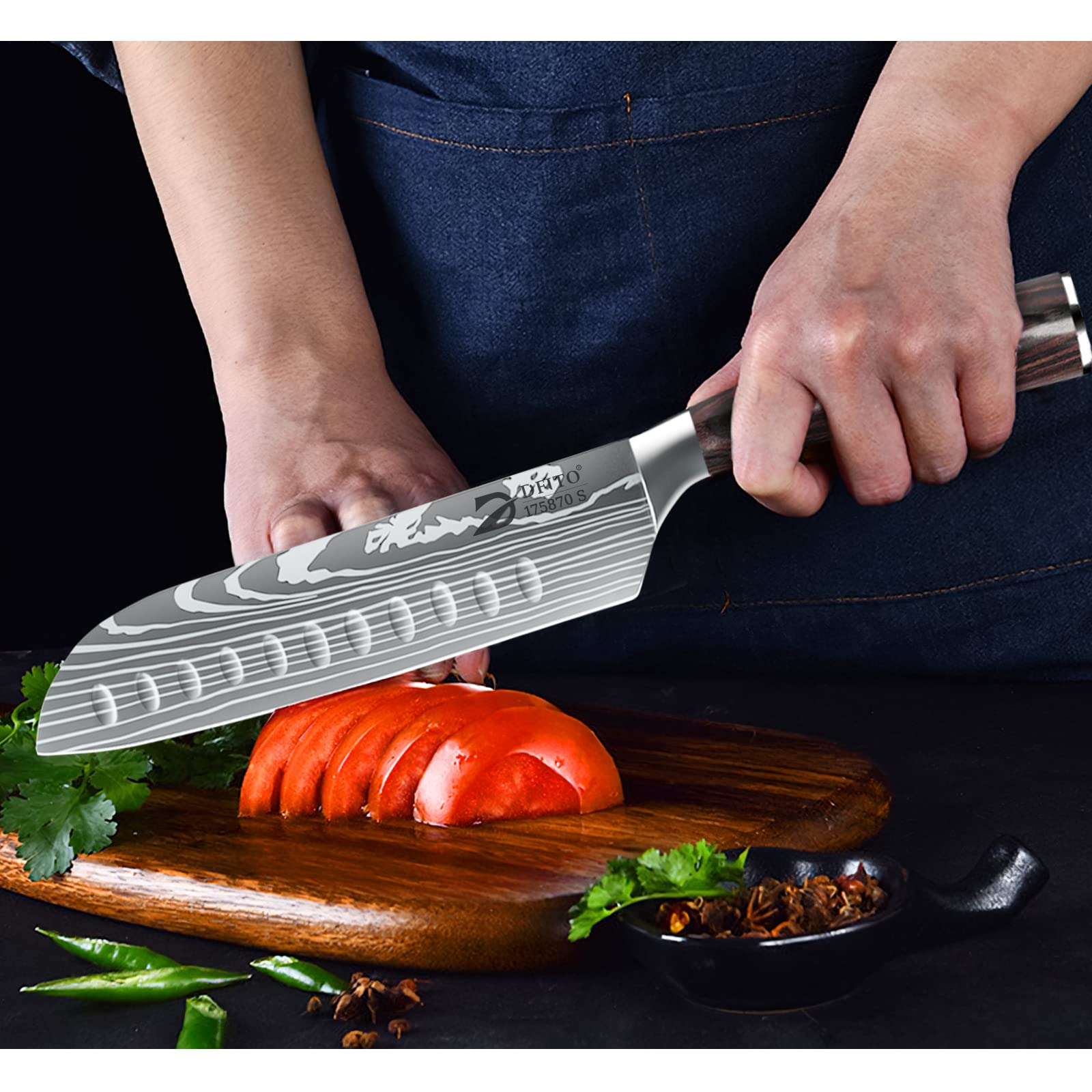 Premium 9-Piece Professional Chef Knife Set with Roll Bag - High Carbon Stainless Steel Kitchen Knives with Red Pakkawood Handle - Dishwasher Safe - Perfect for Home Cooks, Culinary Students & Professional Chefs - Ideal for Slicing, Dicing & Food Prep