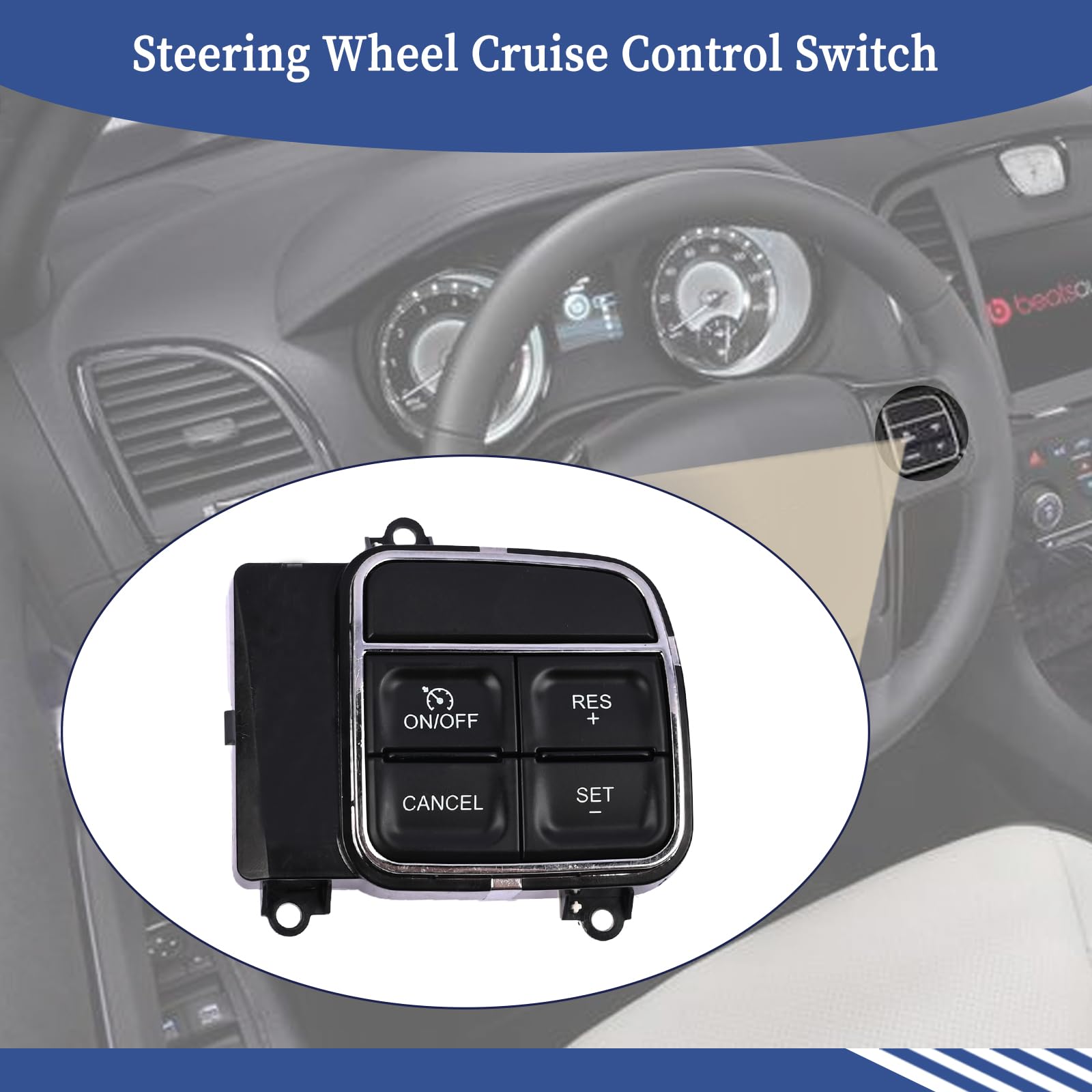 Steering Wheel Cruise Control Switch 56046252AD 56046094AF Compatible with Chrysler 300, Dodge Charger Durango, RAM 1500 2500, Jeep Grand Cherokee 2011-2014 - Replacement Speed Control Switch for Smooth Highway Driving