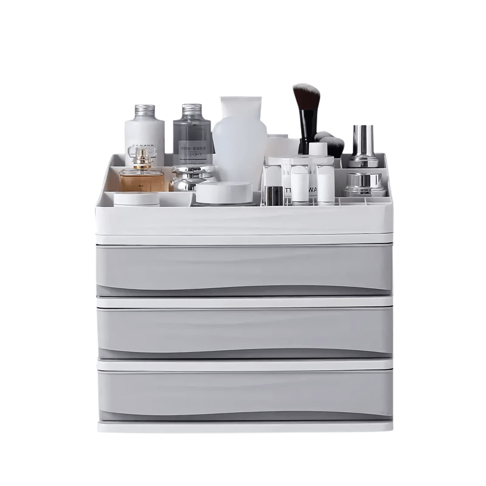JULY'S SONG Large Makeup Organizer with Drawers - Cosmetic Storage Tray for Brushes, Lipstick & Nail Polish | Bathroom Countertop Vanity Organizer for Makeup Display & Beauty Essentials Organization