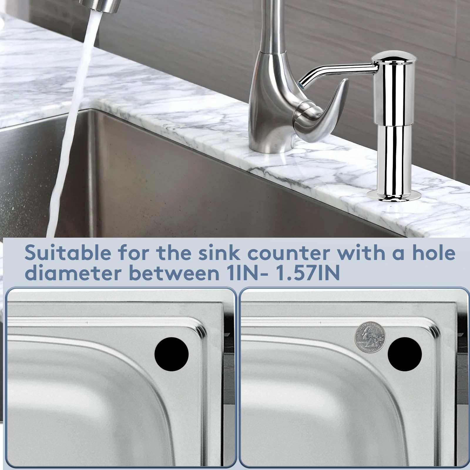 Upgraded Kitchen Sink Soap Dispenser Pump with 40IN Extension Tube - Heightened Design for Smooth Discharge | Built-in Soap Dispenser for Modern Kitchens | Perfect for Countertop & Under Sink Installation