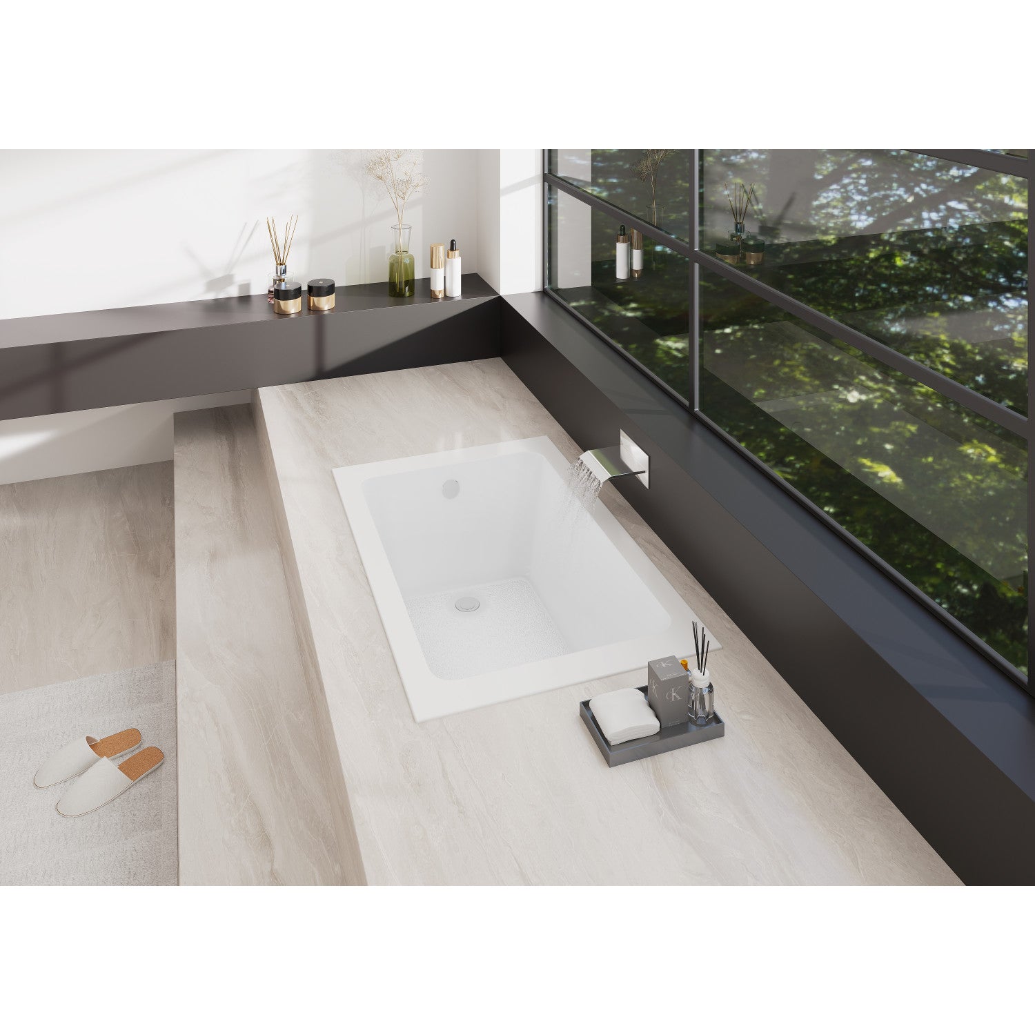 Aqua Eden 54 Inch Acrylic Rectangular Drop-In Bathtub with Anti-Slip Surface - Glossy White Freestanding Soaking Tub for Modern Bathroom & Spa Relaxation