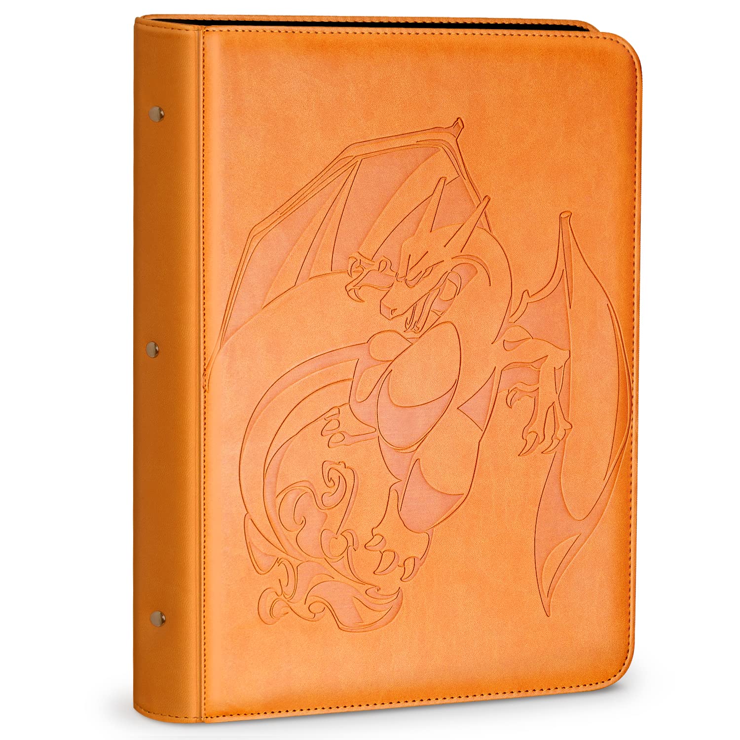 Douper 9-Pocket Pokemon Card Binder - Holds 540 Trading Cards with Side-Loading Sleeves (Orange) | Perfect for Collectors, TCG Games & Card Storage
