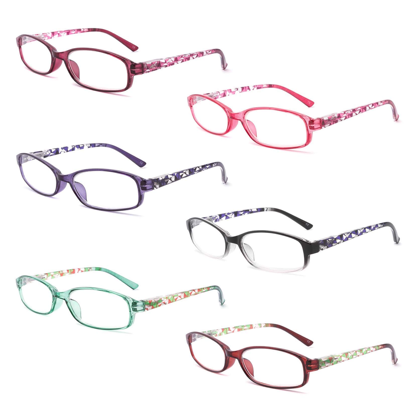Blue Light Blocking Reading Glasses for Women - 6 Pack Fashion Spring Hinge Readers with Pattern Print, Anti Glare UV Protection (1.25 Magnification) - Perfect for Computer Work, Reading & Screen Time