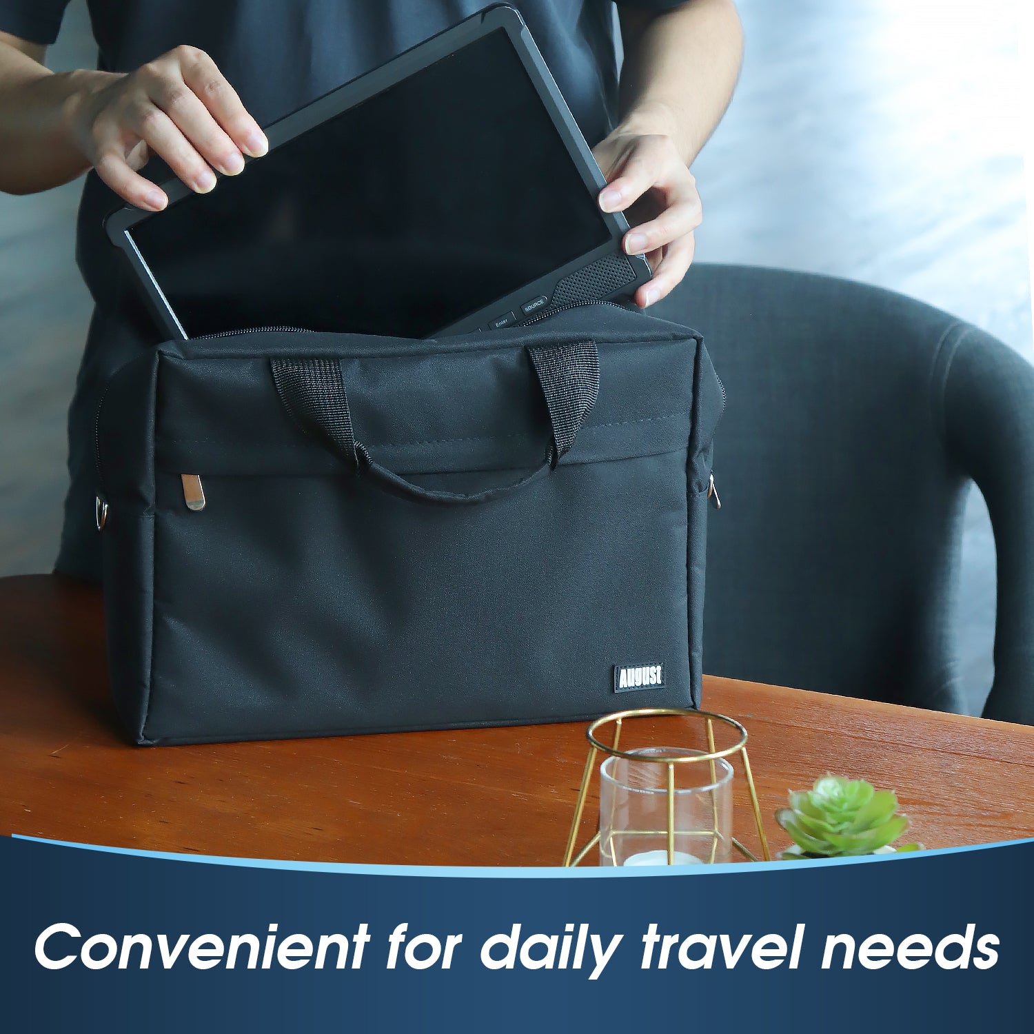 13 Inch Laptop Bag for Men & Women - Lightweight Fabric Briefcase with Shoulder Strap - Perfect for Business Travel, Work Commute & College (BAG383)