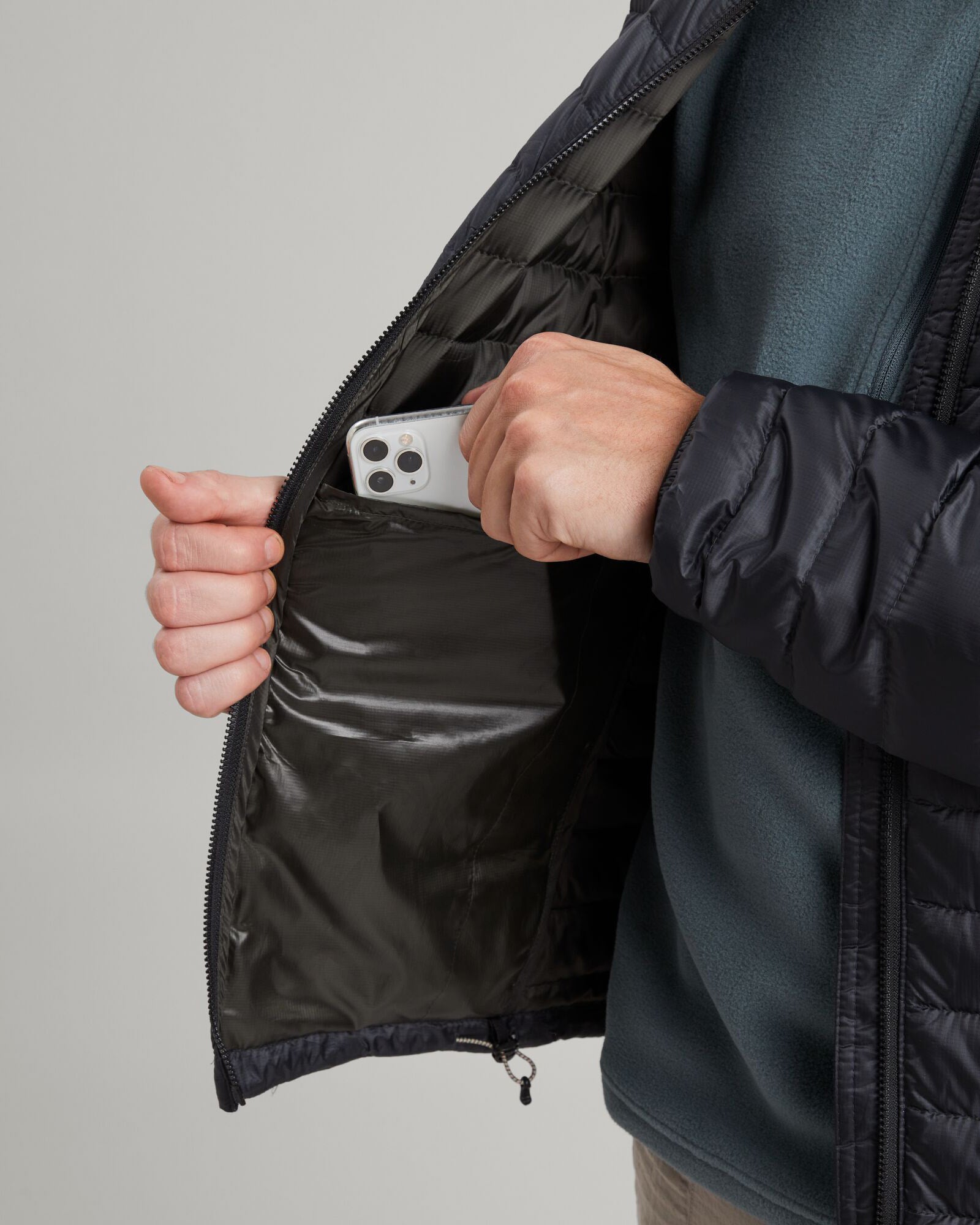 Men's Heli R Hooded Down Jacket - Lightweight Winter Coat, Waterproof & Windproof, Black Stingray Color - Perfect for Outdoor Activities, Hiking & Cold Weather
