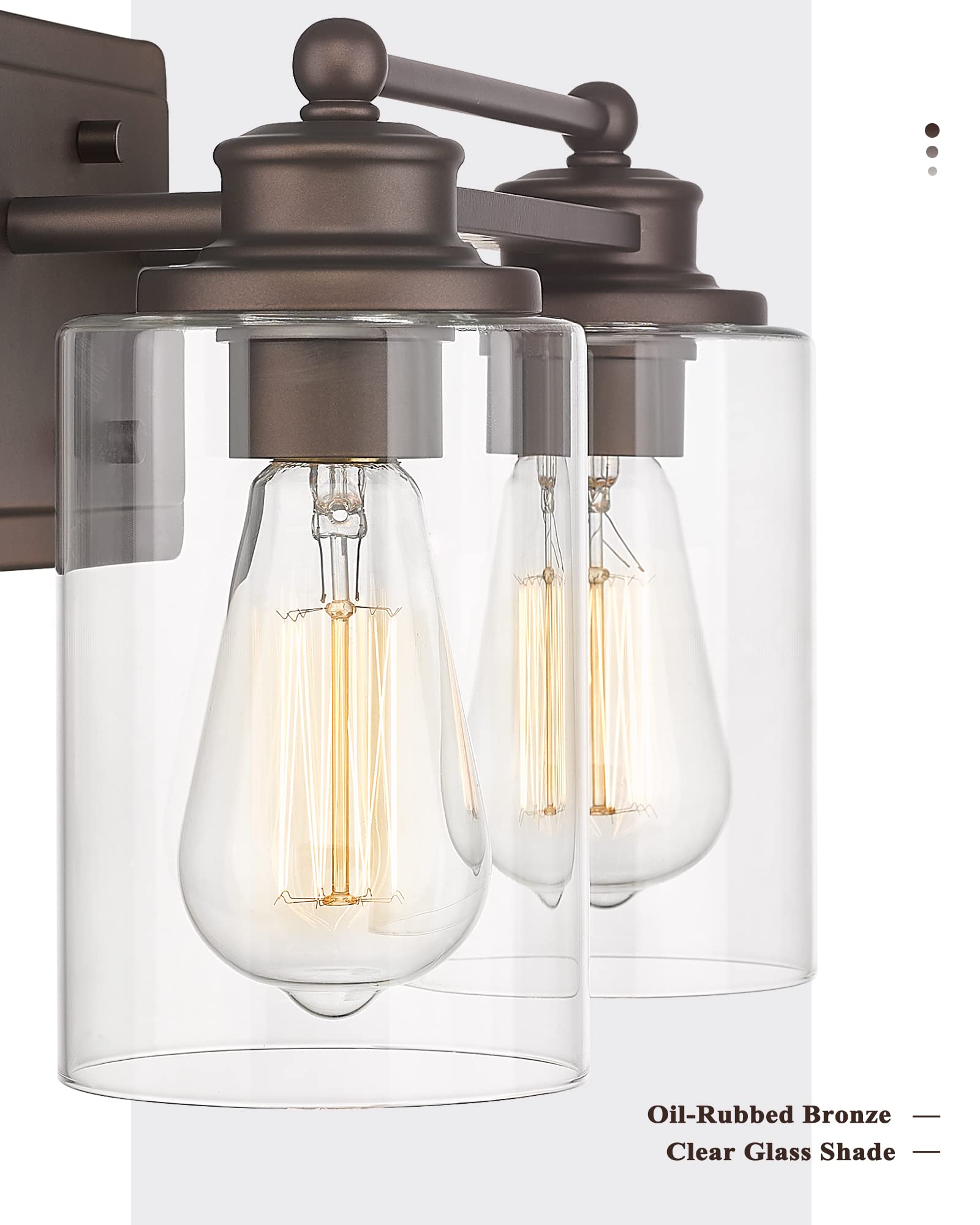 HWH Farmhouse 2-Light Bathroom Vanity Wall Sconce with Oil-Rubbed Bronze Finish - Perfect for Mirror Lighting, Dressing Table & Powder Room Decor (Model: 5HLT63B-2W ORB) | Elegant Wall Lighting for Modern and Rustic Bathrooms