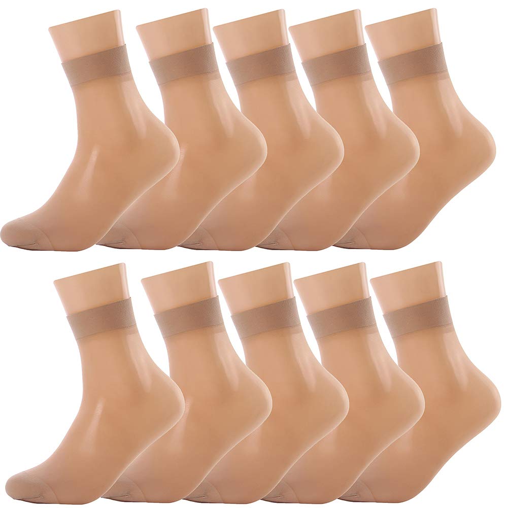 10 Pairs Women's Ankle Nylon Silky Socks - Soft Crystal Sheer Hosiery Stockings for Office, Home & Everyday Comfort - Breathable & Comfortable Socks for Work, Lounging & Daily Wear