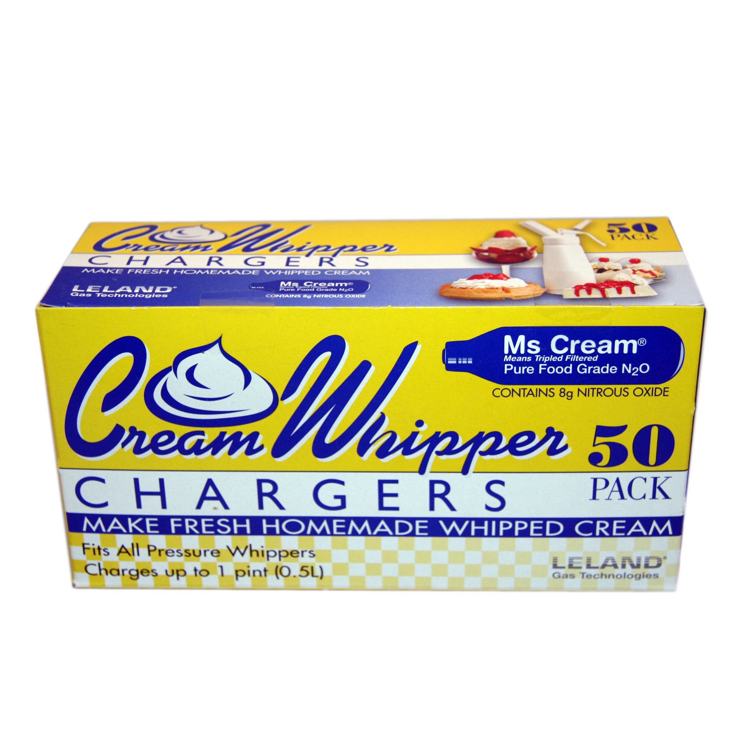 Premium Leland Whipped Cream Chargers (200 Count) - Food Grade N2O Cartridges for Professional Desserts, Coffee Toppings & Home Baking