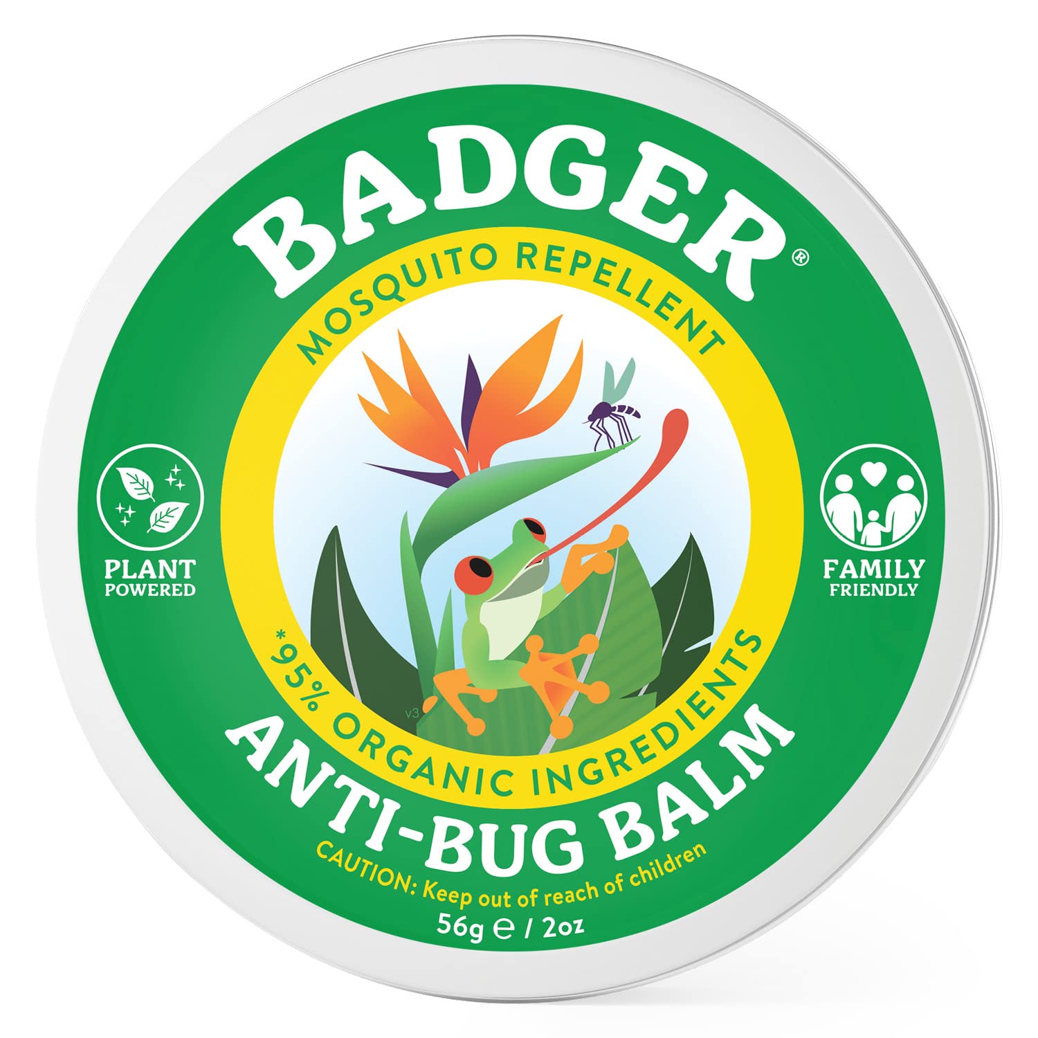 Organic DEET-Free Mosquito Repellent Balm with Citronella & Lemongrass - 2oz Travel Size Tin for Camping, Hiking & Outdoor Activities | Family-Friendly Bug Spray | Badger Natural Insect Repellent
