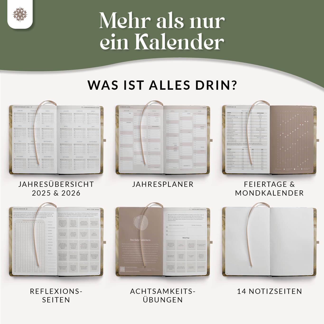 2025 Lebenskompass A5 Forest Hardcover Planner - Weekly & Appointment Calendar with Elegant Foil Embossing - Perfect for Office, School & Personal Organization