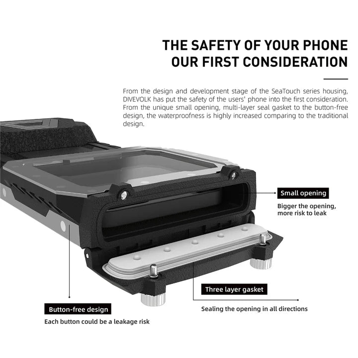 Divevolk SeaTouch 4 Max & 4 Max Plus Waterproof Touchscreen Underwater Housing for Scuba Diving, Snorkeling & Underwater Photography