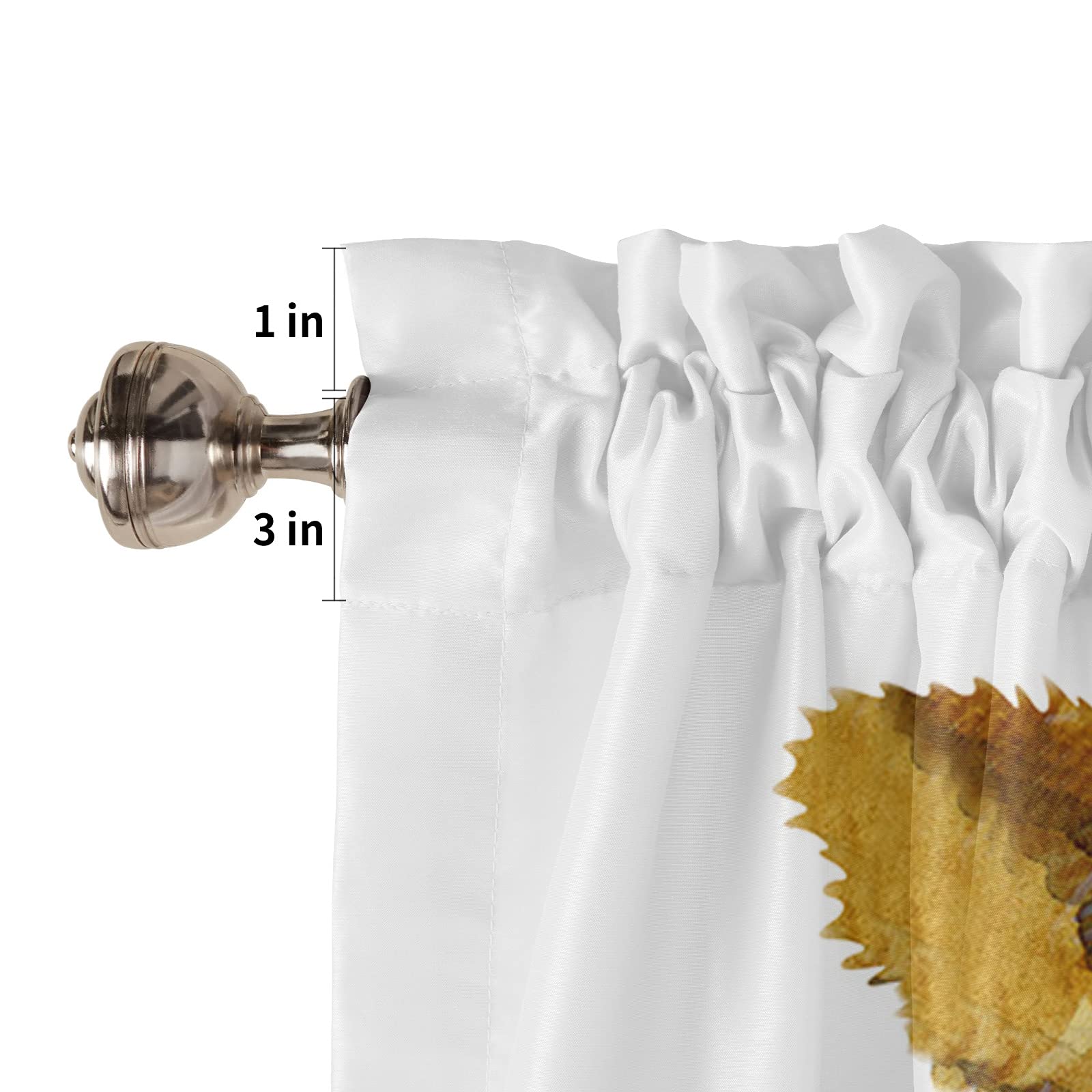 Farmhouse Animal Cow & Sunflower Kitchen Curtains - 54 Inch Length, White Short Cafe Tier Drapes with Rod Pocket - Set of 2 Panels (84x54 Inches) - Perfect for Farmhouse, Country Kitchen & Spring Home Decor
