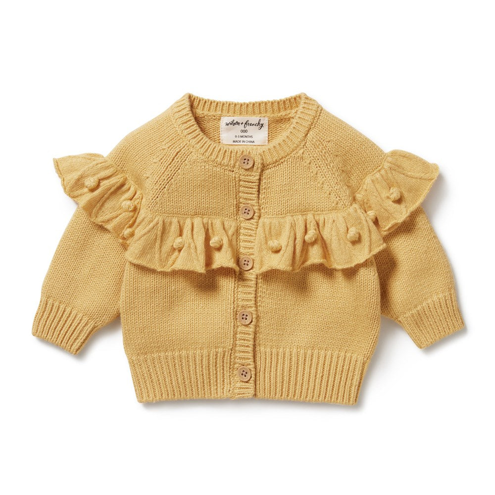 Stylish Dijon Knitted Ruffle Cardigan for Women - Cozy Fall & Winter Sweater - Perfect for Office, Dates & Casual Outings