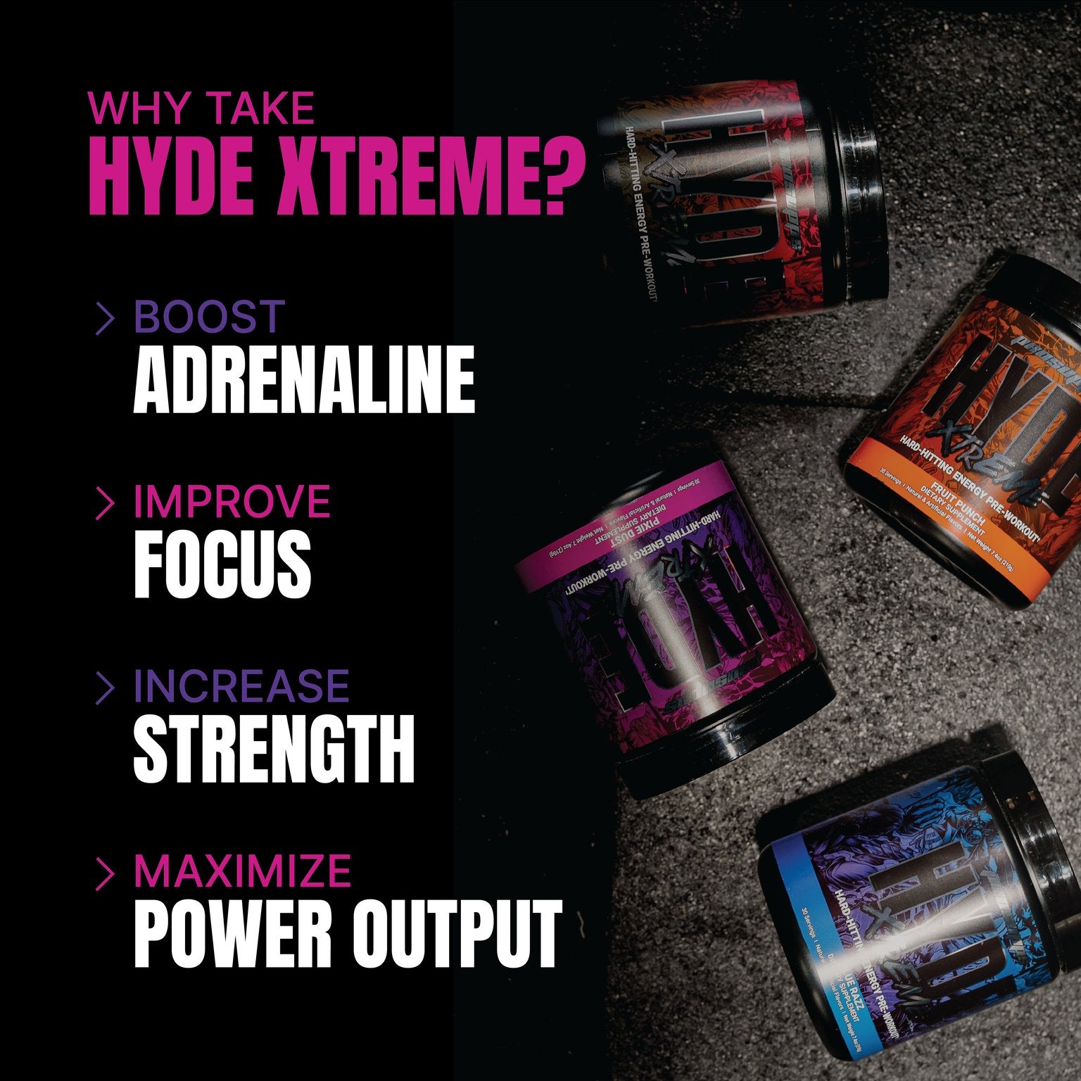 Pro Supps HYDE Xtreme Pre-Workout Powder - Energy & Strength Booster for Gym, Fitness & Bodybuilding | Best for Intense Training & Muscle Growth