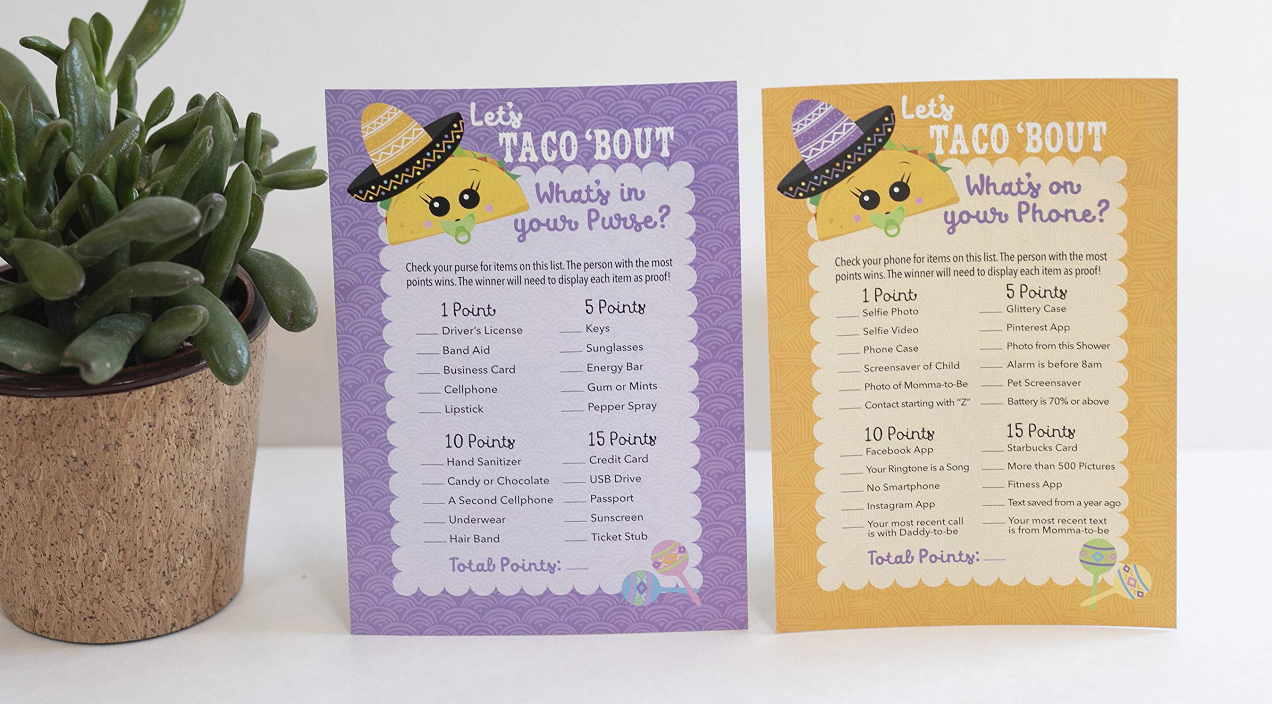 Taco Bout A Baby Shower Invitations & Thank You Cards Set - 20 Invites, 20 Thank You Cards, 40 Game Cards with 4 Unique Baby Shower Games - Fiesta Taco Theme for Gender Reveal, Baby Announcement or Birthday Party - Perfect for Taco-Themed Celebrations and Mexican Fiesta Decor