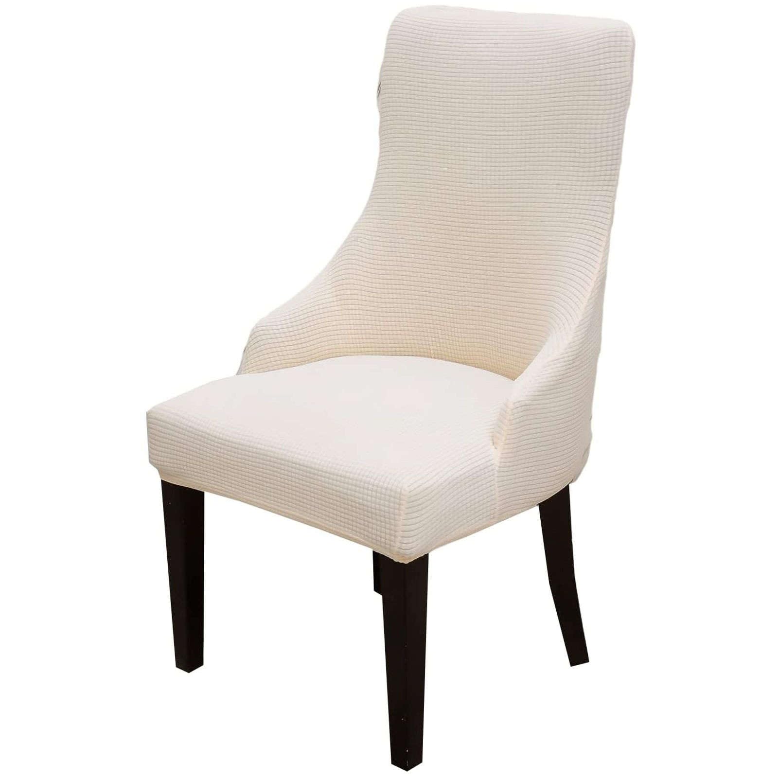 Stretch Wingback Chair Covers - Soft Plaid Protector for Dining & Bedroom - Set of 4