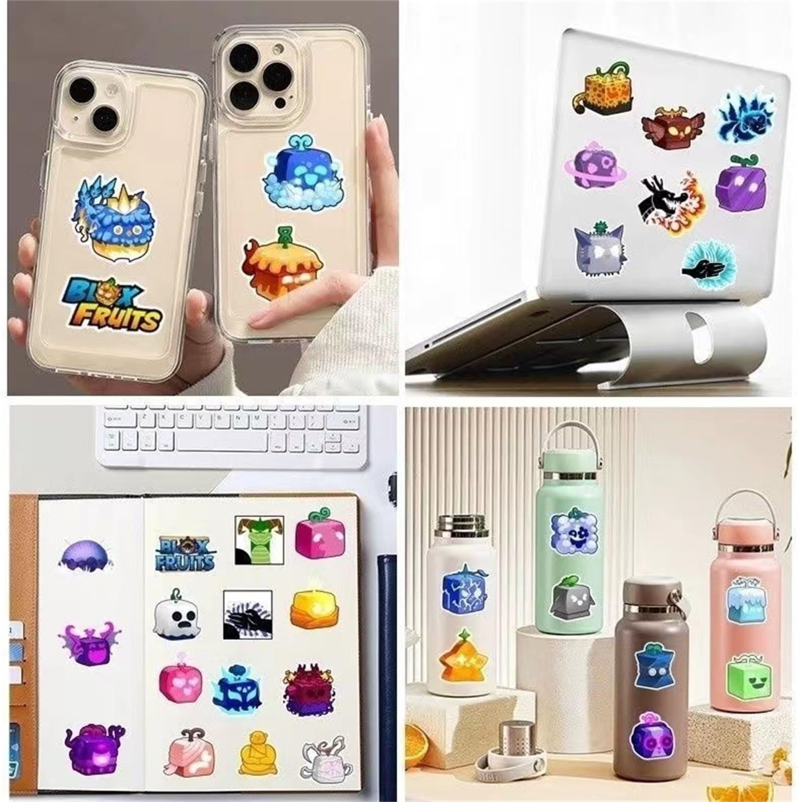 Blox Fruits Game 60pcs Vinyl Stickers Set - Waterproof Decals for Cars, Motorcycles, Bikes, Luggage, Phones, Laptops, Skateboards - Fun Graffiti Patches for Kids, Teens & Adults - Perfect for Gaming Fans & Street Style Decor