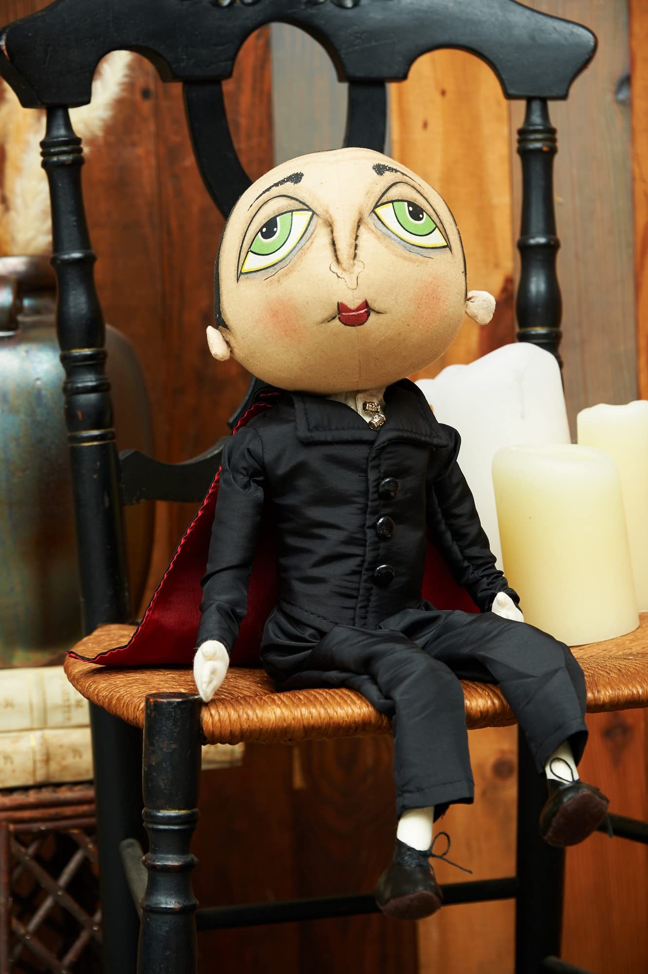 GALLERIE II Halloween Norbert Vampire Folk Art Collectible Doll by Joe Spencer - Gothic Home Decor for Living Room, Office Desk, Fireplace Mantel & End Table - Perfect Halloween Decoration & Gift