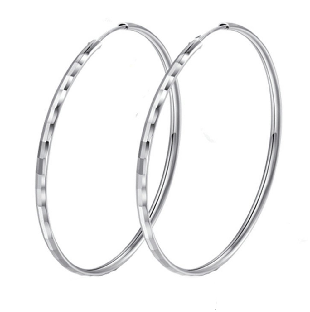 TomSunlight 925 Sterling Silver Large Round Hoop Earrings for Women - 40mm to 60mm Size - Perfect for Everyday Wear, Parties, and Gift Giving