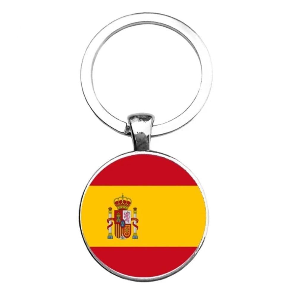 Spain Flag Keychain - Spanish National Football Team Fan Accessories, Soccer Car Key Ring Pendant Charm (Silver) - Perfect for Gifts, Parties & Travel Souvenirs