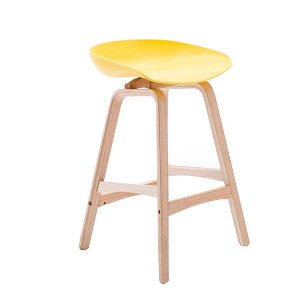 Modern Simplicity Counter Height Bar Stool - 24 Inch Plastic Cushioned Chair with Solid Wood Legs for Kitchen, Breakfast Bar & Dining Room - Comfortable & Sturdy Barstool for Home & Restaurant Use