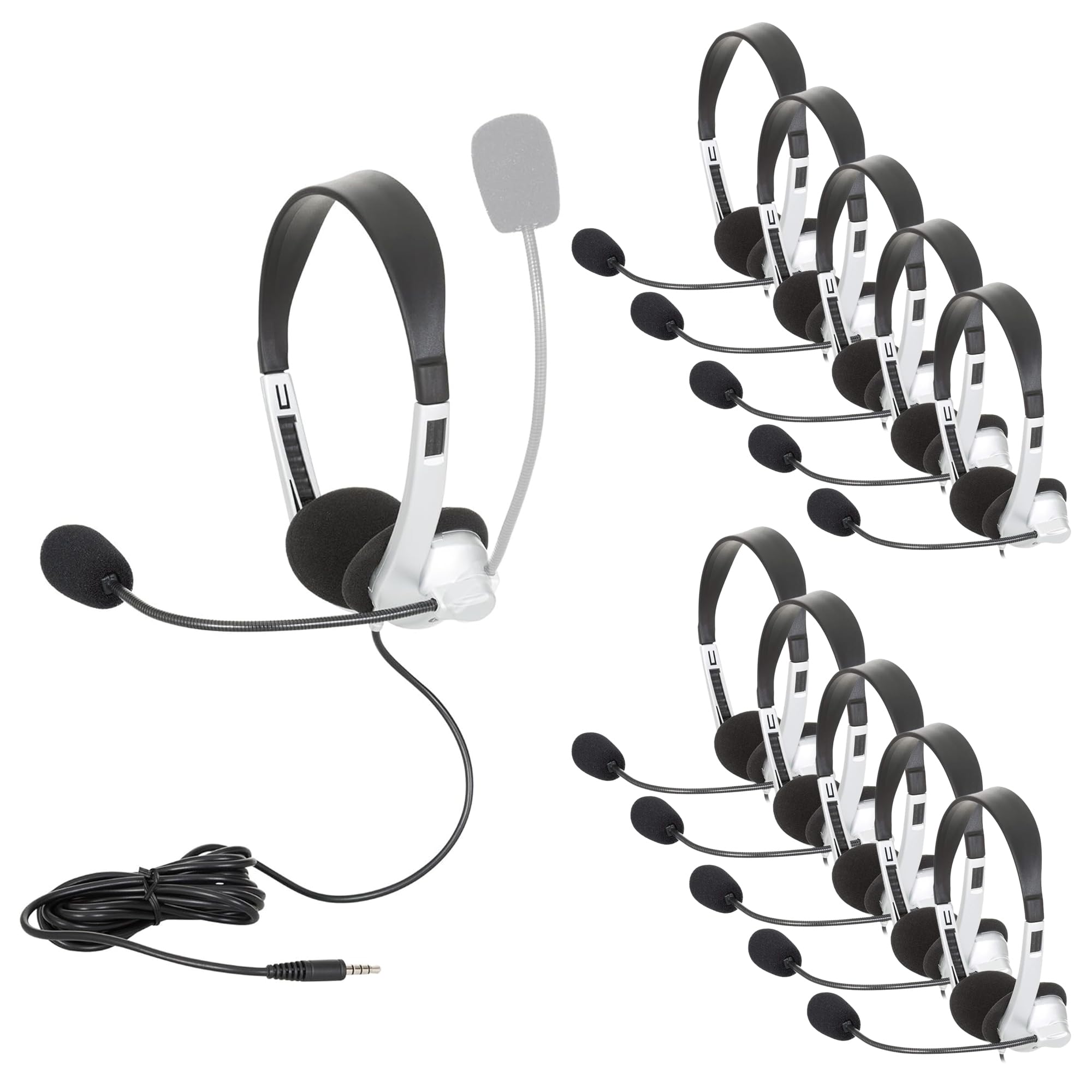 Egghead EGG-IAG-1007TRSS-10-PK-SO Wireless Multimedia Headset with Volume Control - Black/Silver (10 Pack) for Office, Call Center & Remote Work