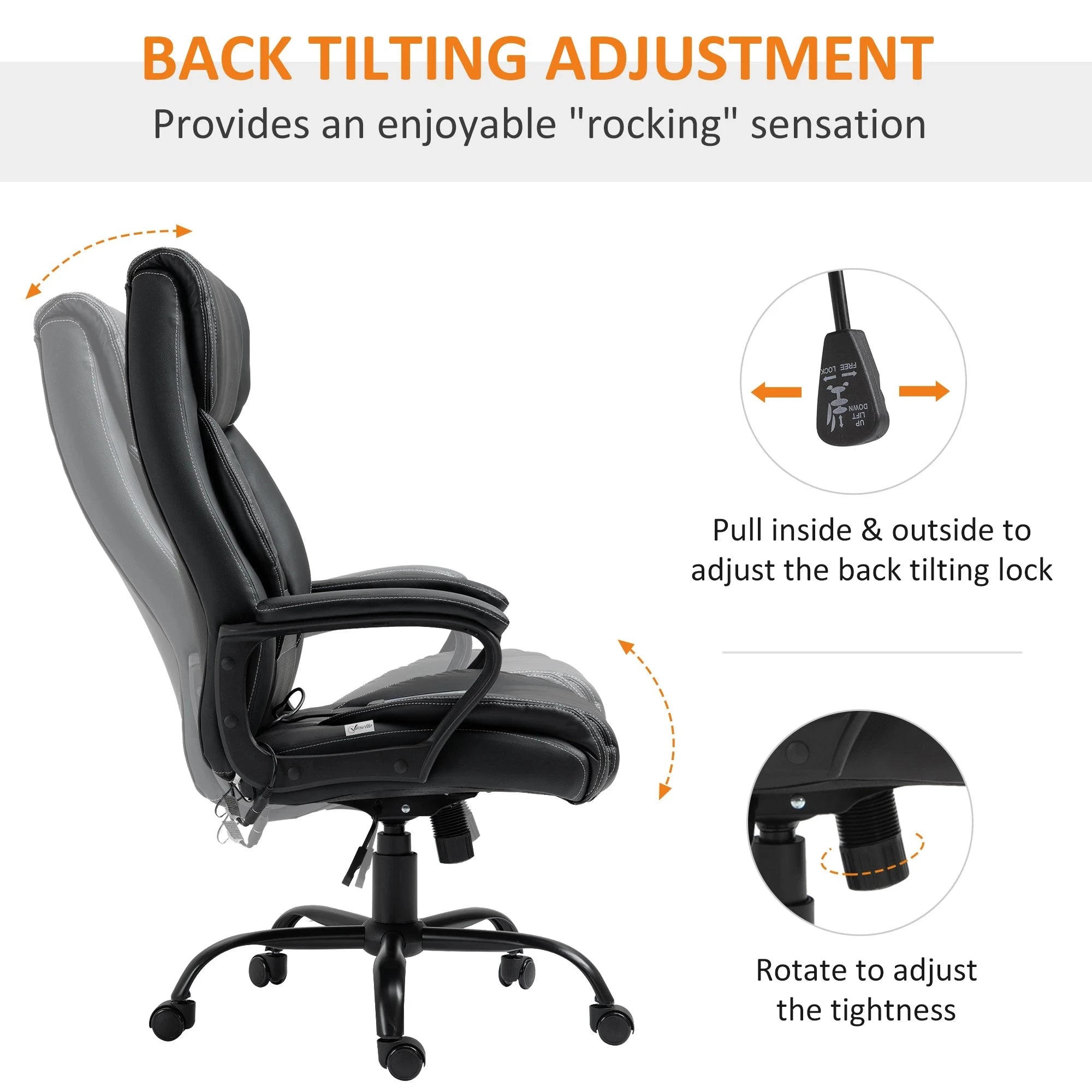 Premium High Back Executive Office Chair - Faux Leather Massage Chair with 6-Point Vibration & 360° Swivel - Black/Gray Options - Perfect for Home Office & Workspace Comfort