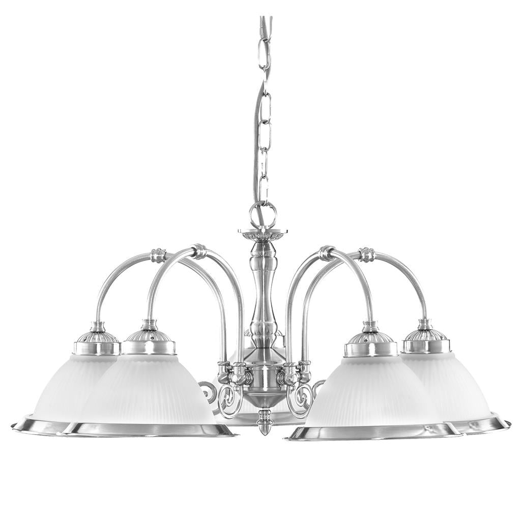 Vintage Style 3/5Lt Multi-Arm Pendant Light - Antique Brass & Satin Silver Finish for Kitchen Island, Dining Room, or Bar Lighting