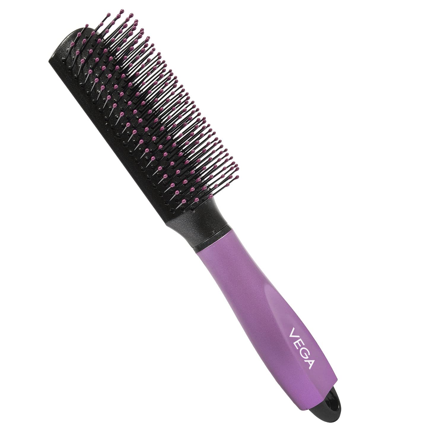 Vega Flat Hair Brush with Cleaning Comb - India's No.1 Hair Brush Brand for Men & Women (E18-FB) - Perfect for Styling, Detangling & Smoothing Hair at Home or Salon