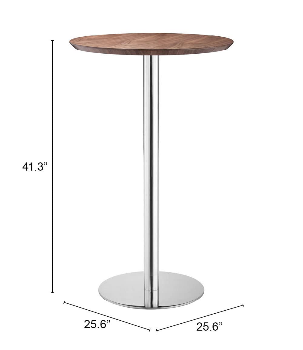 Zuo Bergen Bar Table - Solid Walnut Wood Counter Height Dining Table for Kitchen, Bar, or Breakfast Nook - Perfect for Small Spaces and Entertaining