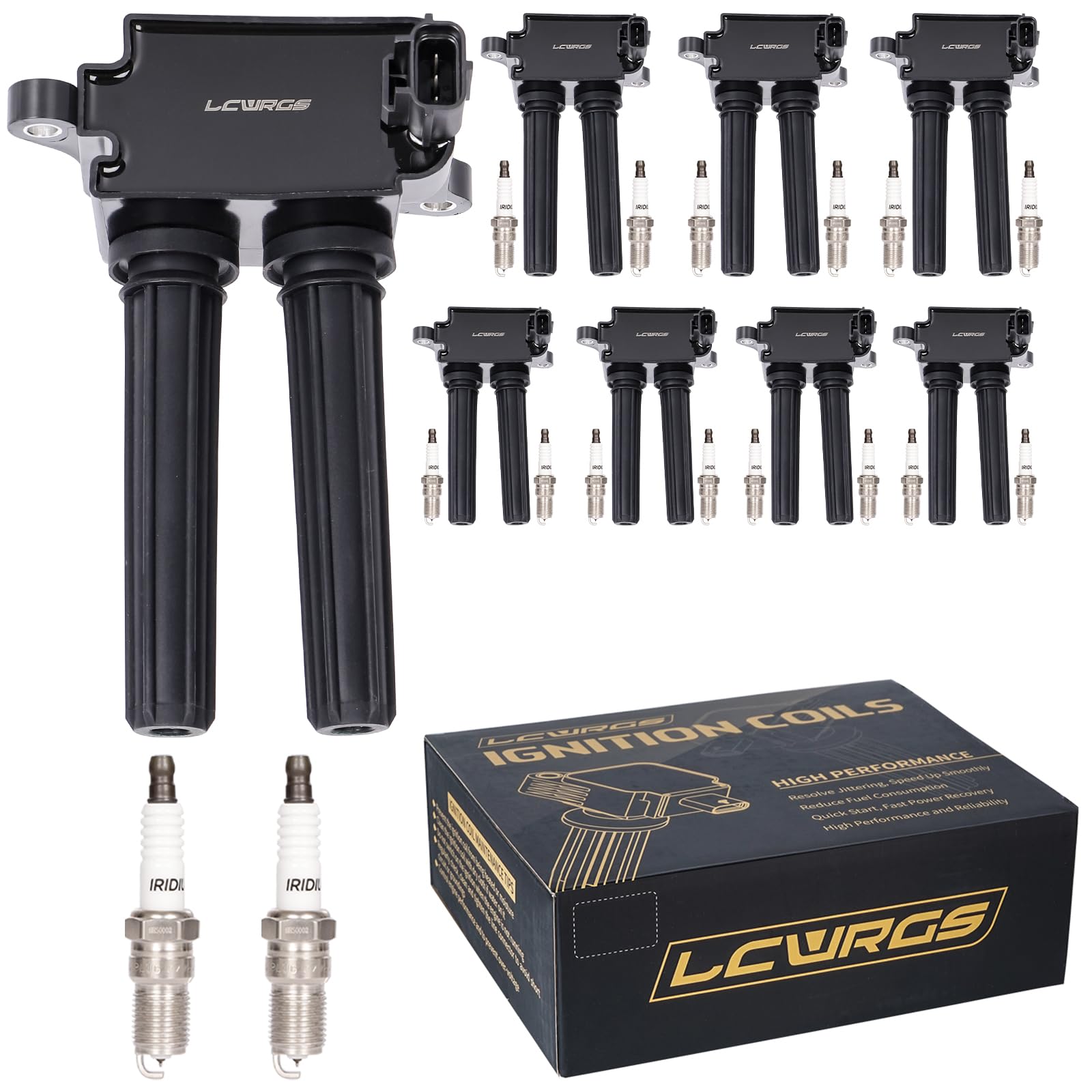 8x Ignition Coil Pack & 16x Iridium Spark Plugs Kit for 2009-2015 Dodge Ram 1500/2500/3500, Charger, Challenger, Durango - Compatible with 5.7L V8 HEMI Engine - High Performance Replacement Parts for Smoother Acceleration & Better Fuel Efficiency - Perfect for Off-Roading, Towing & Daily Driving