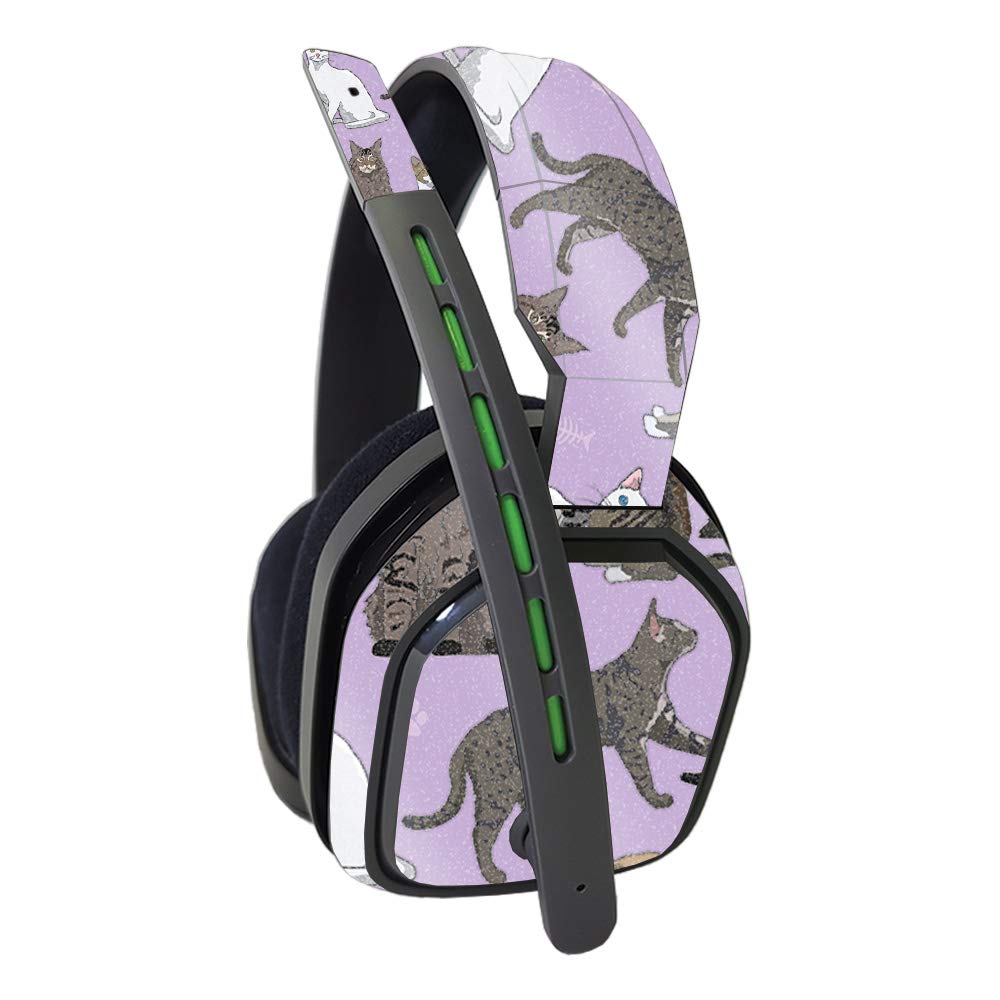 Astro A10 Headset Glossy Glitter Skin Cover - Cat Chaos Design | Protective Durable Scratch-Resistant Vinyl Decal | Easy to Apply & Remove | Made in USA | Perfect for Gaming, Streaming & Personalizing Your Headset