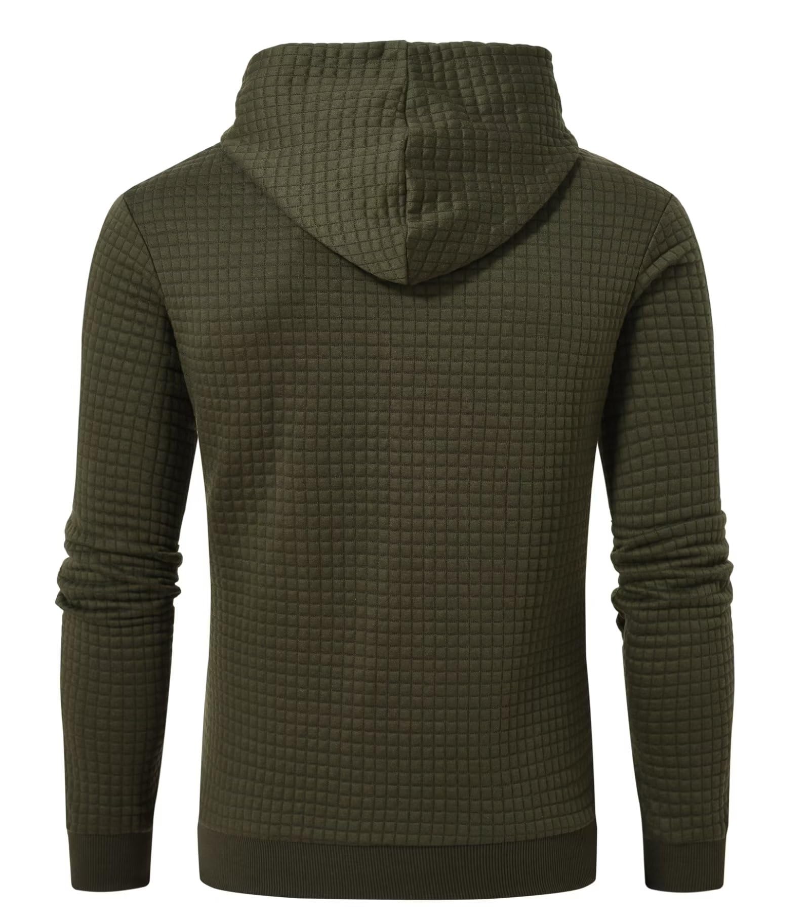 YuKaiChen Men's Plaid Jacquard Hoodie - Casual Pullover Sweatshirt with Kangaroo Pockets & Drawstring Hood - Perfect for Outdoor Activities, Gym, and Everyday Wear