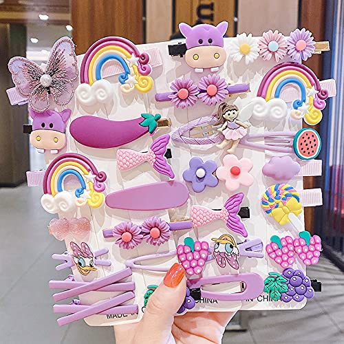 SONPAL 14-Piece Multi Unicorn Ice Cream Hair Clips Set - Cute Baby Hairpins for Girls & Toddlers - Barrettes Hair Accessories (Purple) - Perfect for Parties, School & Daily Styling