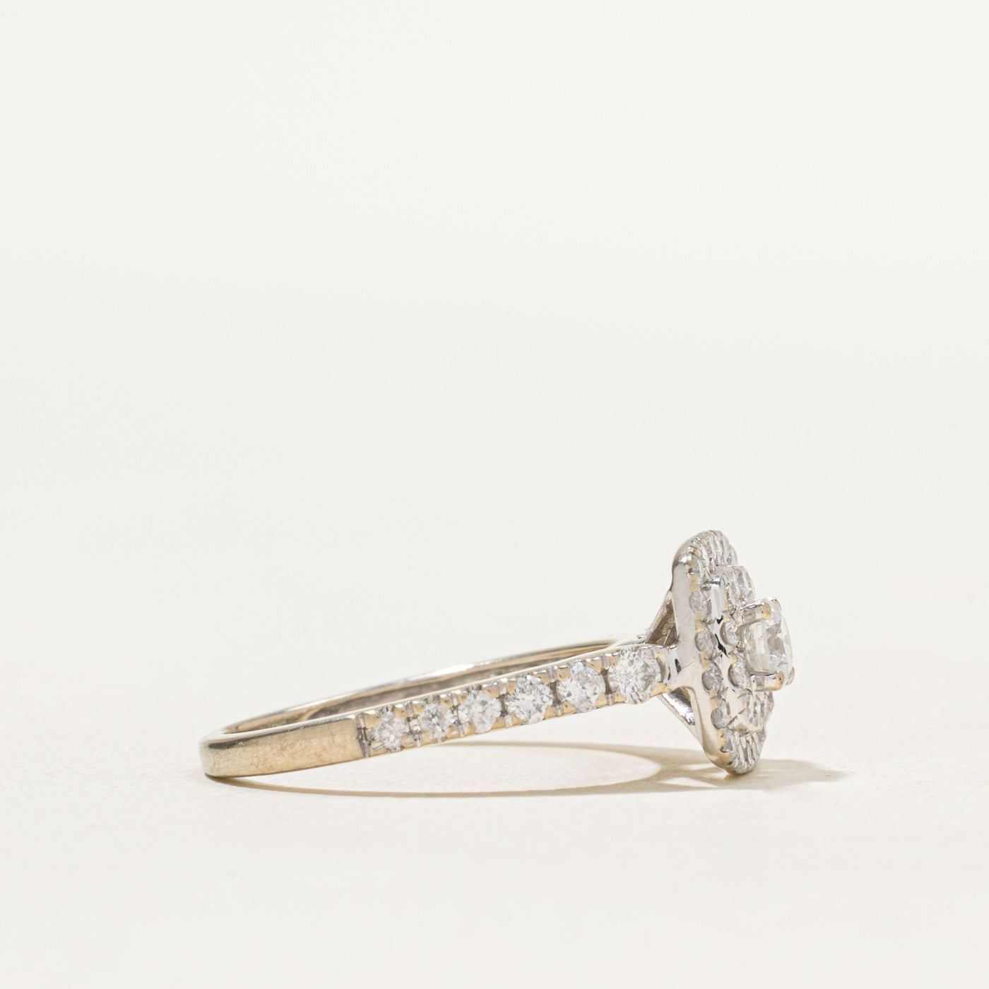 Exquisite Double Halo Diamond Engagement Ring | 0.48ctw G-H Color | Size 5.25 | Ideal for Proposals, Anniversaries & Romantic Occasions