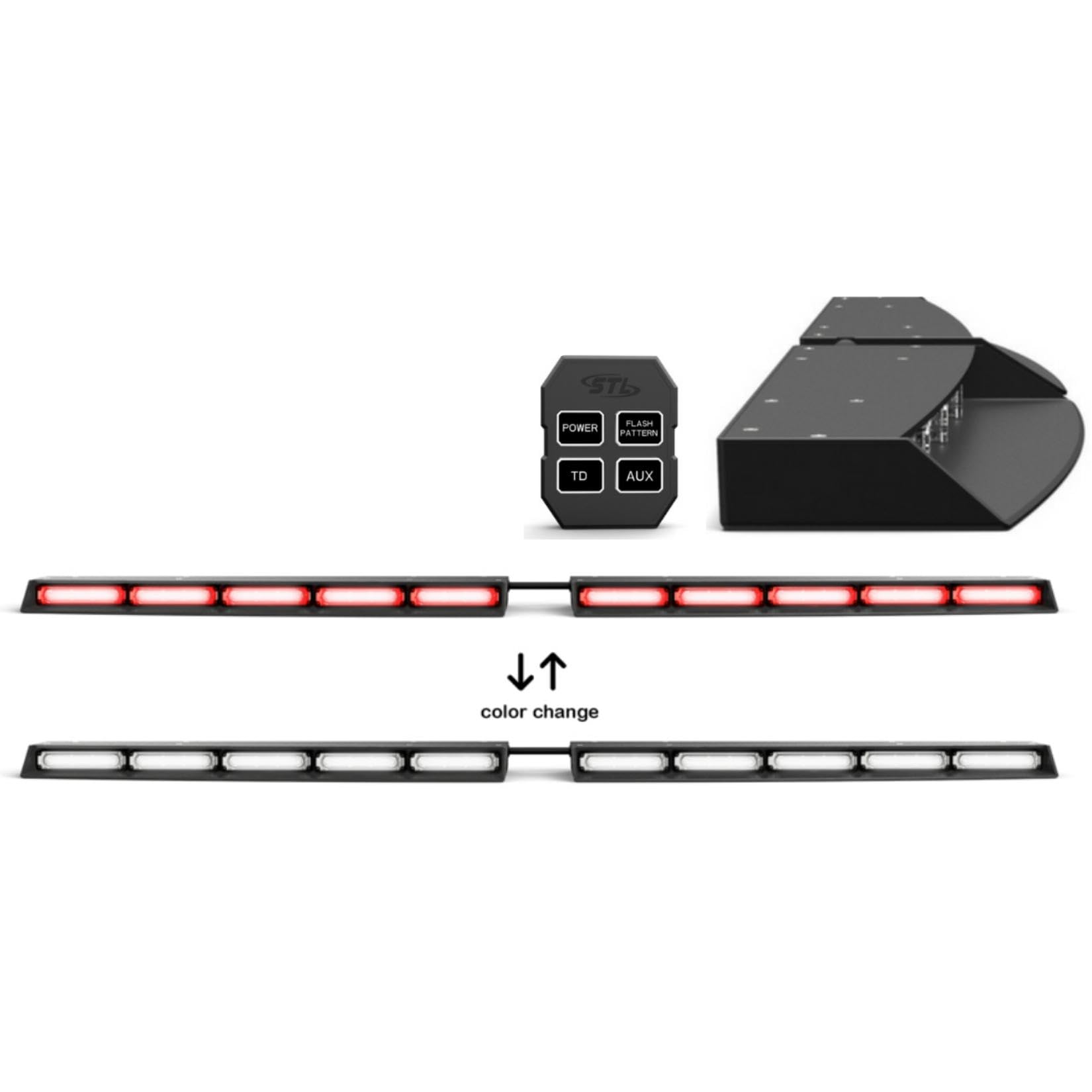 SpeedTech Super Bright Raptor TIR LED Strobe Light Bar for Emergency Vehicles - Red/Red Clear Lens with Control Box - Windshield & Interior Mount - Hazard Warning & Emergency Flashing Lights for Police, Fire, Ambulance, Tow Trucks & Security Vehicles