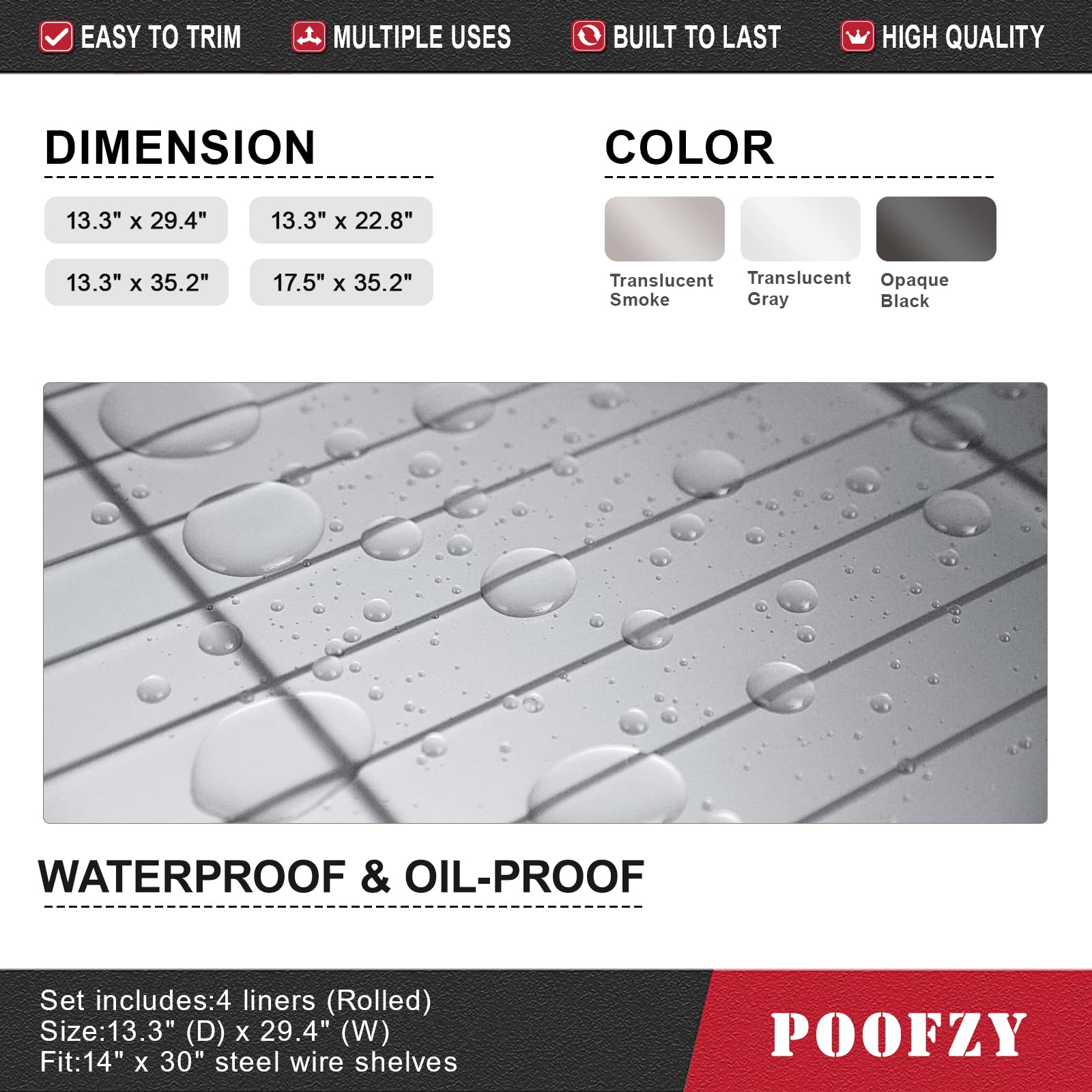 Non-Slip Poofzy Shelf Liners for Wire Shelving - 14