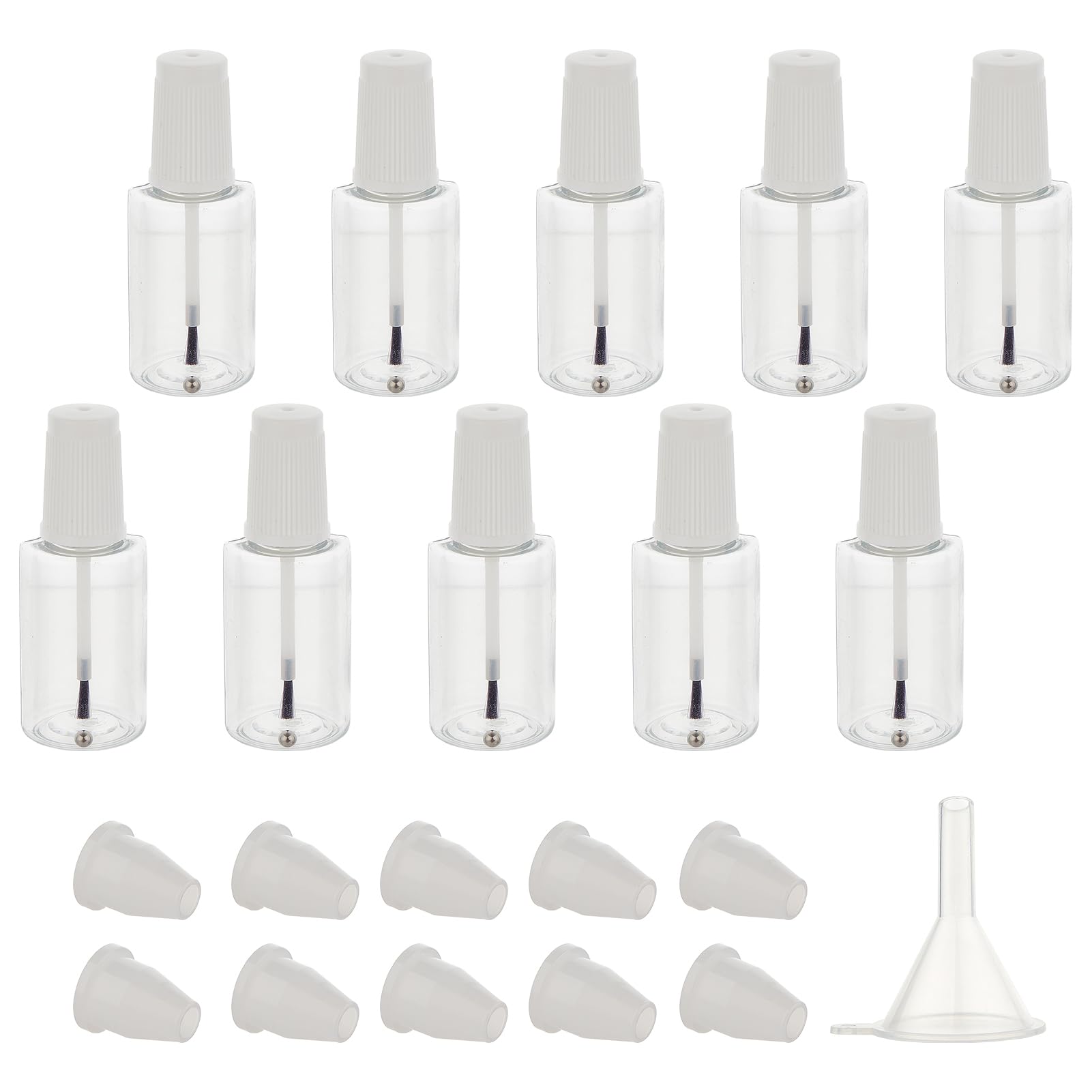Refillable Empty Nail Polish Bottles 20ml with Brush - Clear Plastic Nail Polish Containers for DIY Mixing & Storage - Perfect for Nail Artists, Salons & Home Manicure Kits