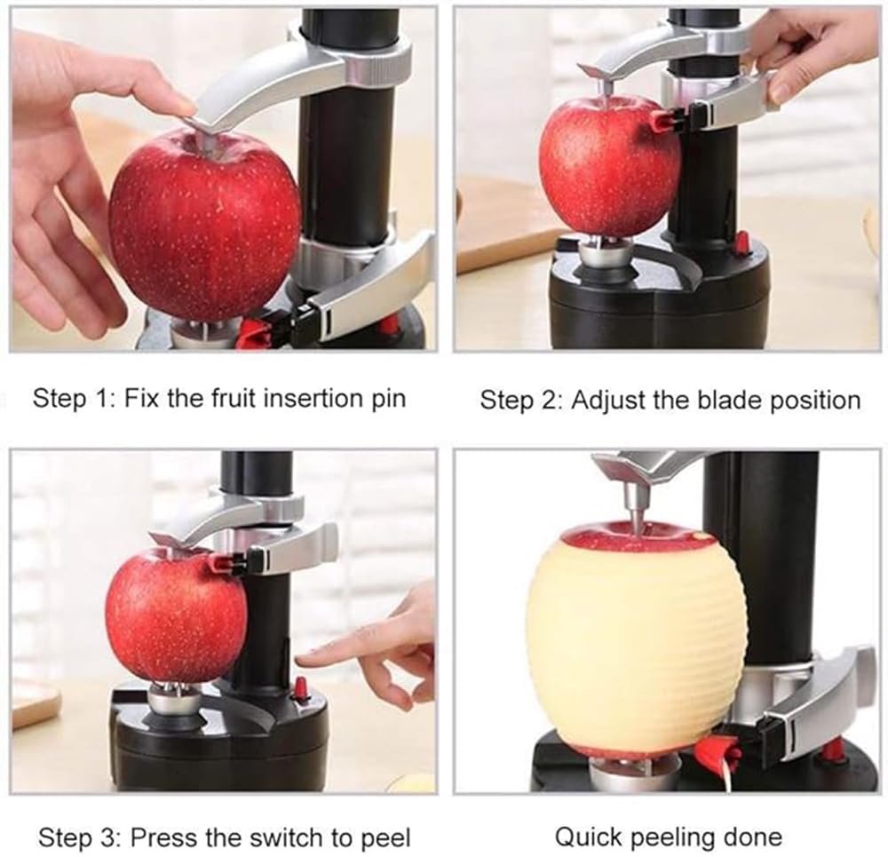 Automatic Electric Potato Peeler - Rotating Apple & Vegetable Peeling Machine for Kitchen - Efficient Fruit & Potato Cutter Tool - Perfect for Meal Prep, Home Cooking & Commercial Use