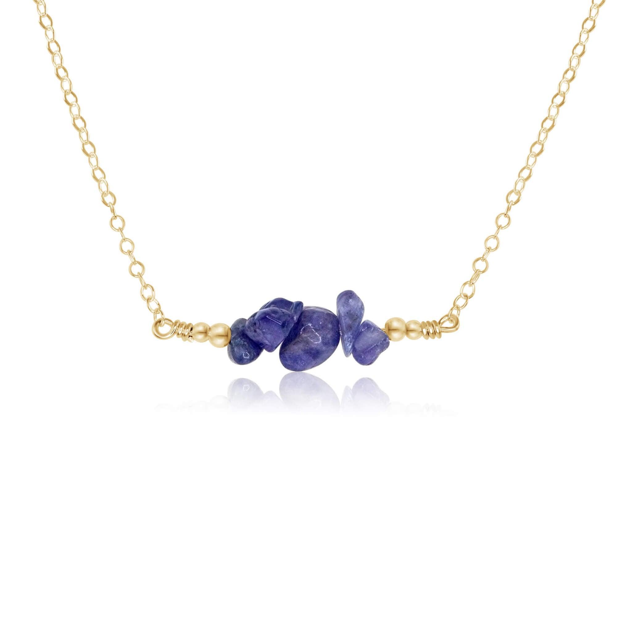 Tanzanite Chip Bead Bar Necklace for Women - Elegant Blue Gemstone Jewelry for Everyday Wear, Gift Giving & Special Occasions