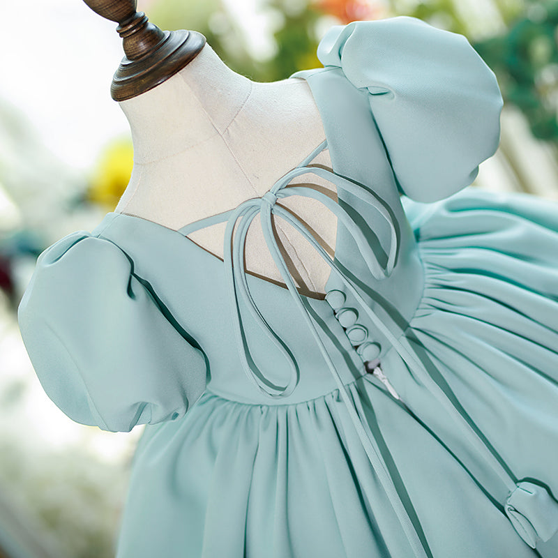 Baby Girl Birthday Party Dress - Toddler Summer Puff Sleeves Princess Gown for Weddings & Special Occasions | Perfect for 1st Birthday, Christening & Photo Shoots