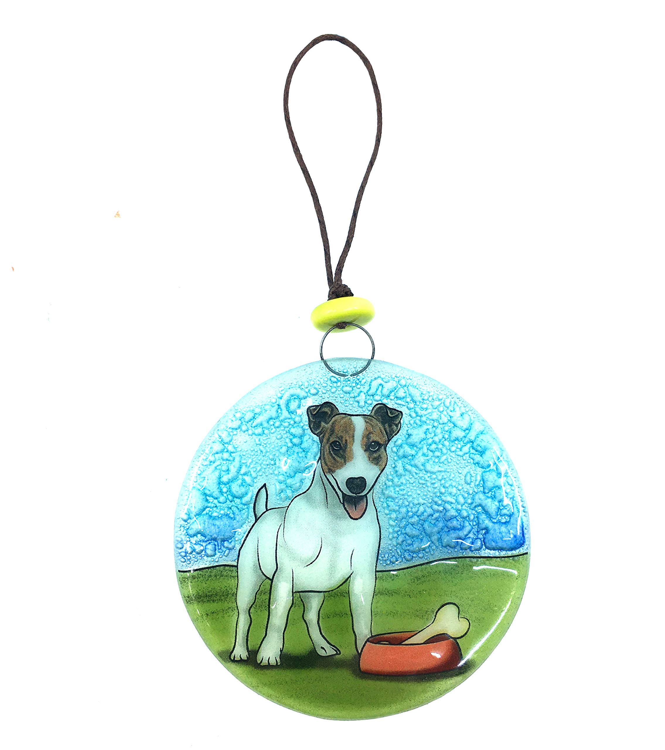 Ruth's Ethical Goods Jack Russell Terrier Christmas Ornament - Handmade Recycled Glass Dog Decor, Holiday Gift & Window Light Catcher | Perfect for Tree Decorations, Pet Lover Gifts & Seasonal Home Decor