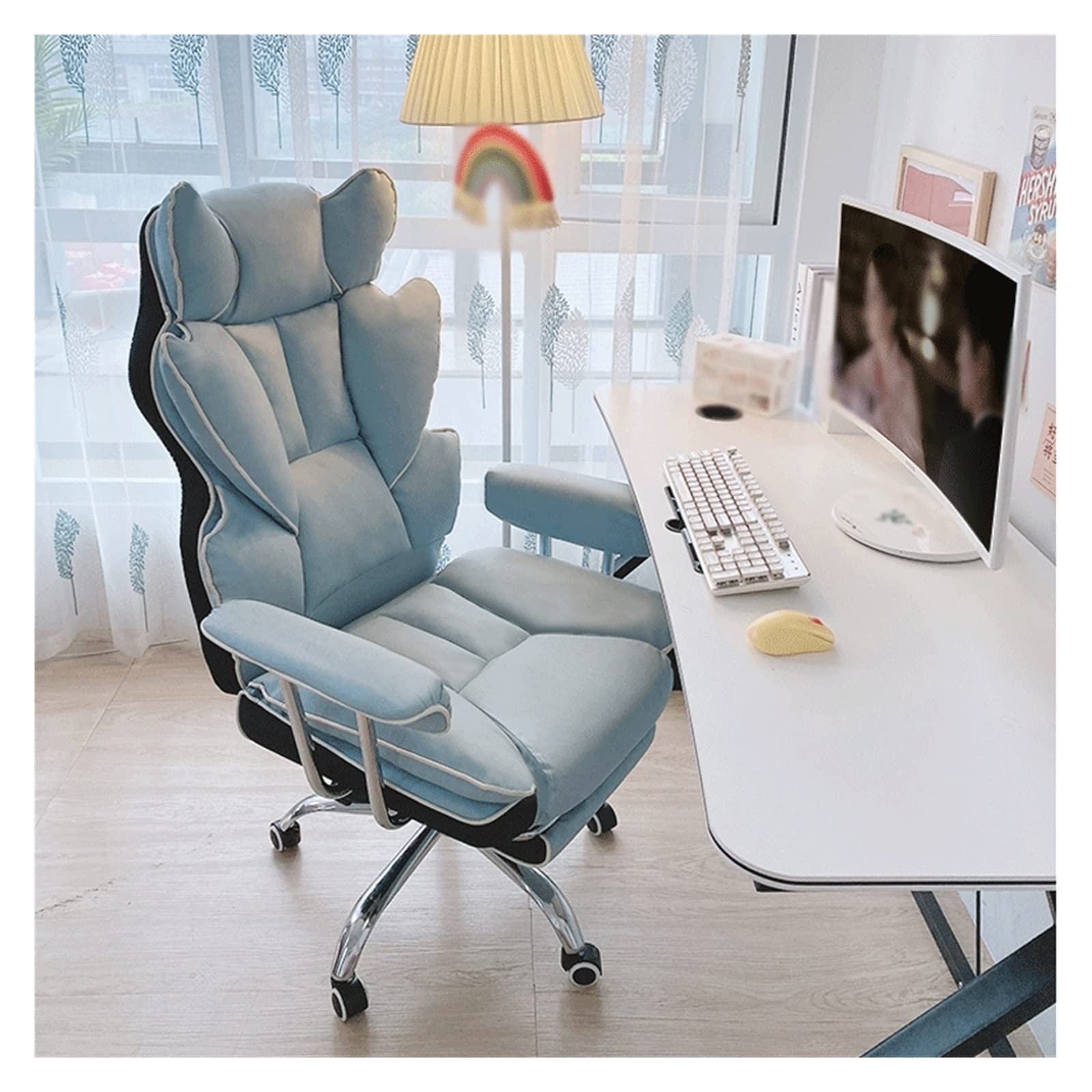 ZLBYB Oversized Ergonomic Office Chair - Reclining Sofa Chair for Computer Work, Gaming & Relaxation - Comfortable Soft Fabric Seat for Home & Office Use