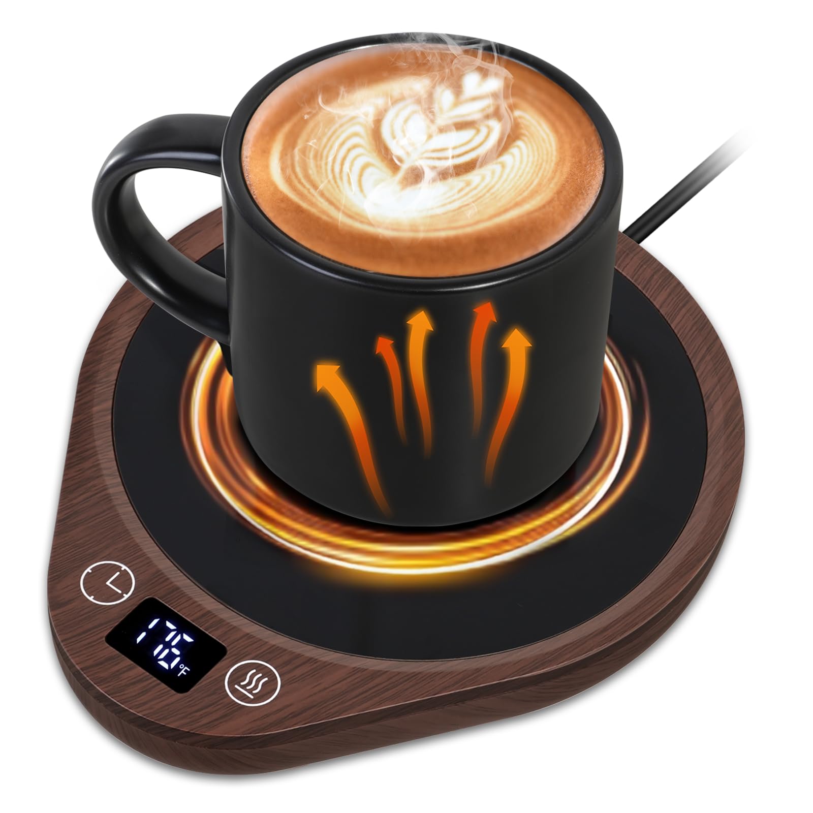 PUSEE Electric Coffee Mug Warmer with 4H Auto Shut Off & 3-Temperature Settings - Large Candle Warmer Plate for Desk, Tea, Milk, Cocoa - Perfect for Office, Home, and Gifts