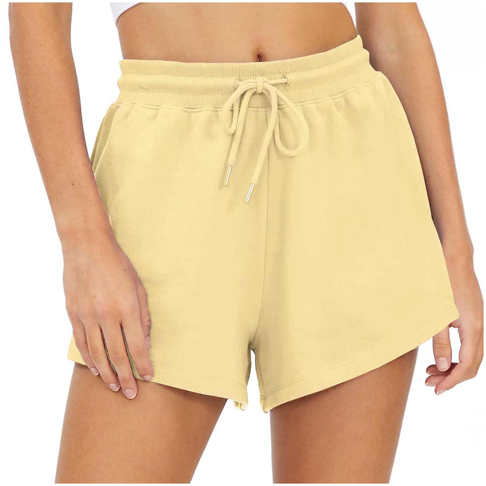 Symoid Women's Summer Sweat Shorts - High Waist Athletic Running Shorts with Pockets, Elastic Waistband, Comfortable Casual Workout Shorts for Gym, Jogging, Yoga & Outdoor Activities