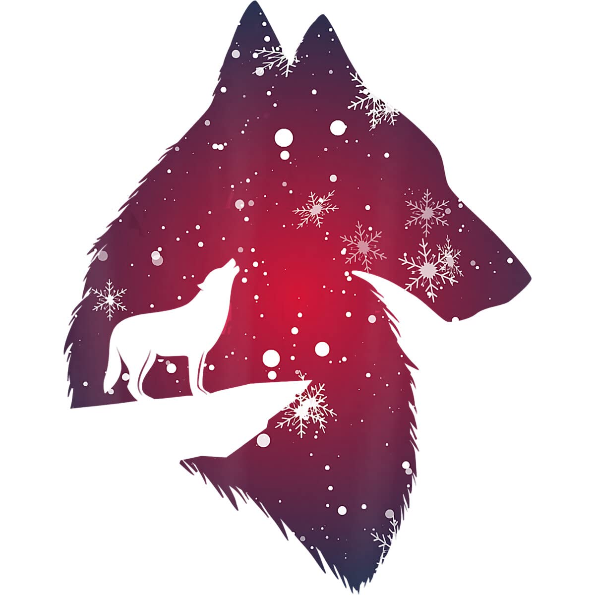 Funny Christmas Wolf with Snowfall T-Shirt for Men, Women, Kids - Festive Holiday Graphic Tee for Family Matching Outfits & Christmas Party Gifts