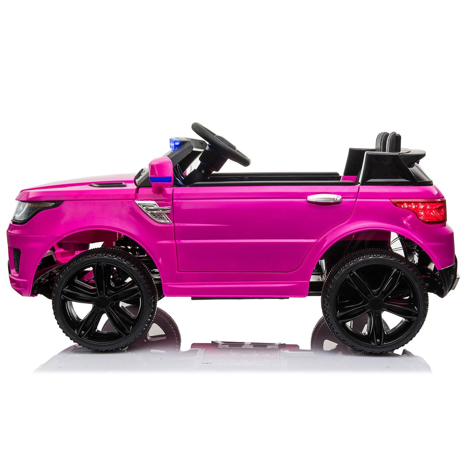 12V Kids Ride On SUV Police Car with Remote Control - Electric Toy Vehicle with Siren Sounds, Flashing Lights & Music - Perfect for Outdoor Play, Birthday Gifts & Pretend Play (Rose Red)