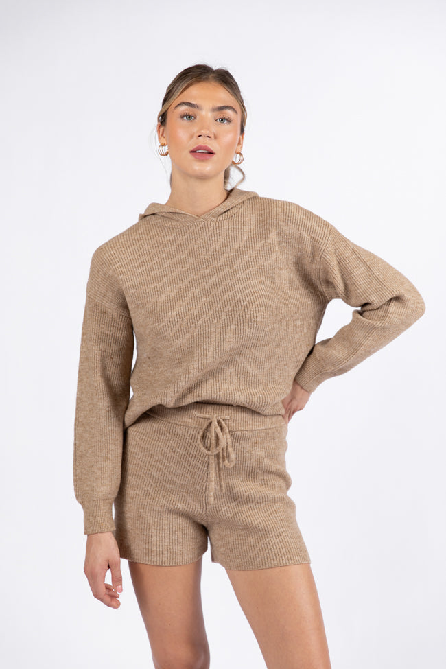 Cloud Chaser Mocha Sweater Knit Hoodie for Women - Cozy Winter Pullover with Hood - Perfect for Casual Outfits & Coffee Dates