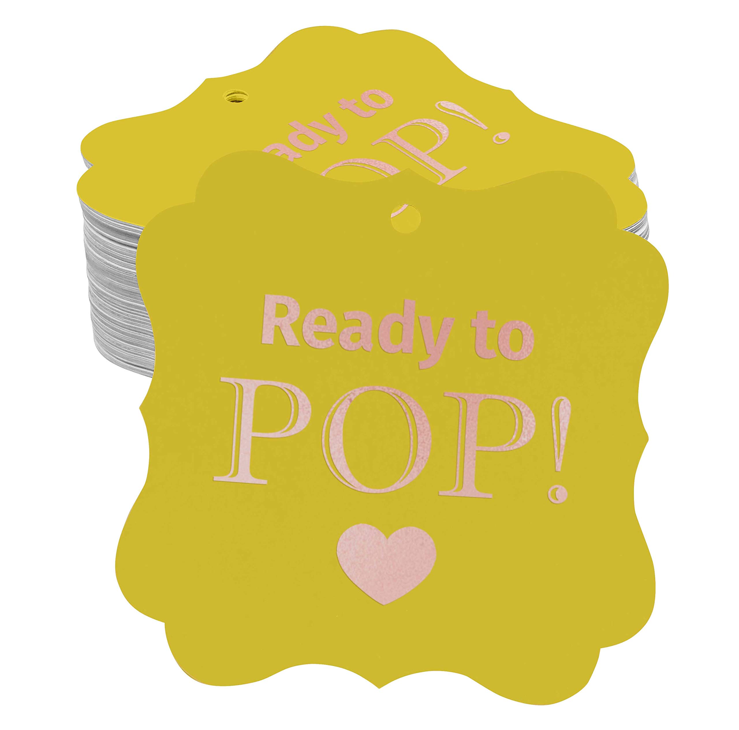 Premium Real Rose Gold Foil Bracket-Shaped Paper Hang Tags - 100pcs Baby Shower Favor Gift Tags for Party Decorations, Wedding Favors & DIY Crafts