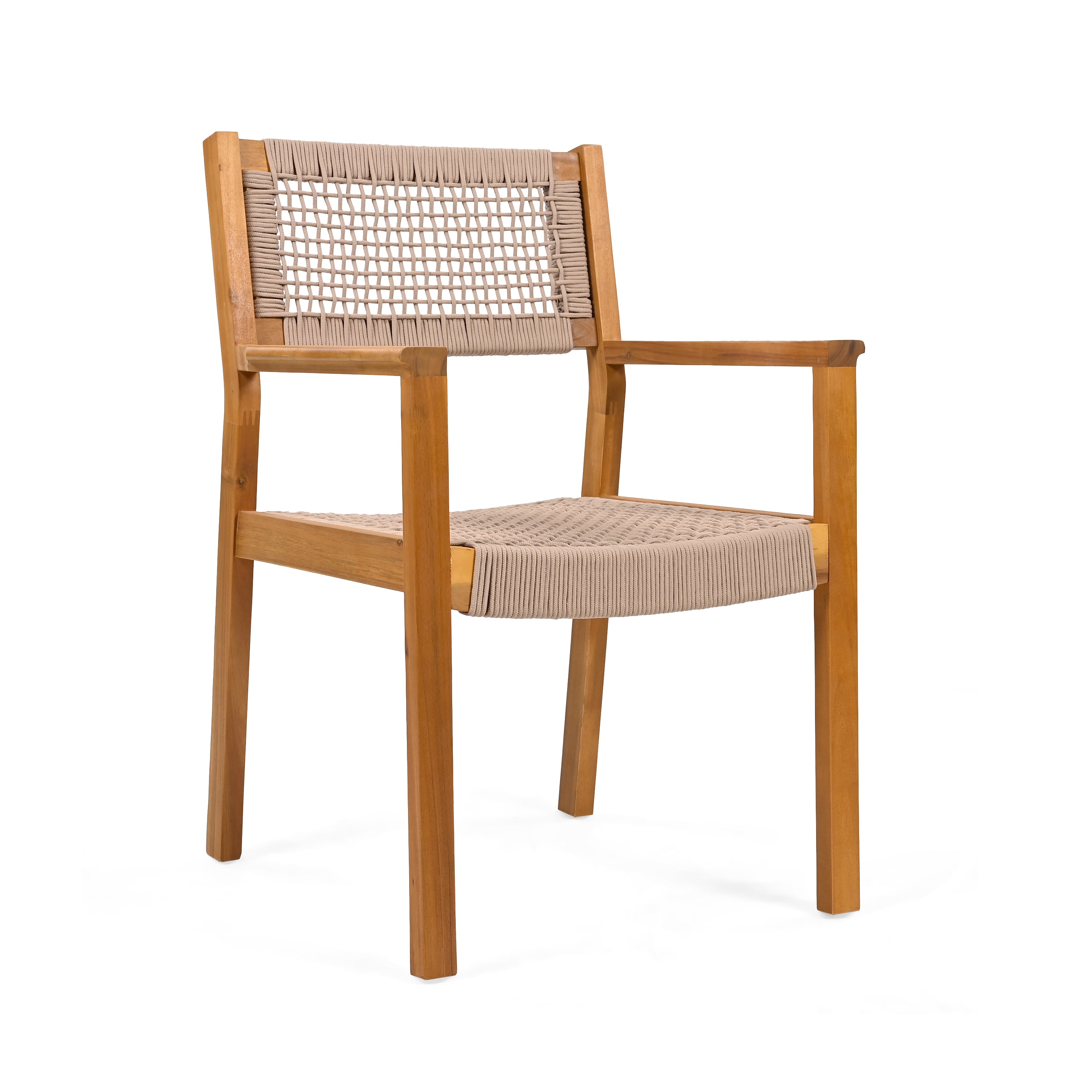 Braided Dining Chair Light Brown - Woven Rattan Seat, Sturdy Wood Frame - Perfect for Kitchen, Dining Room, Patio & Boho Home Decor